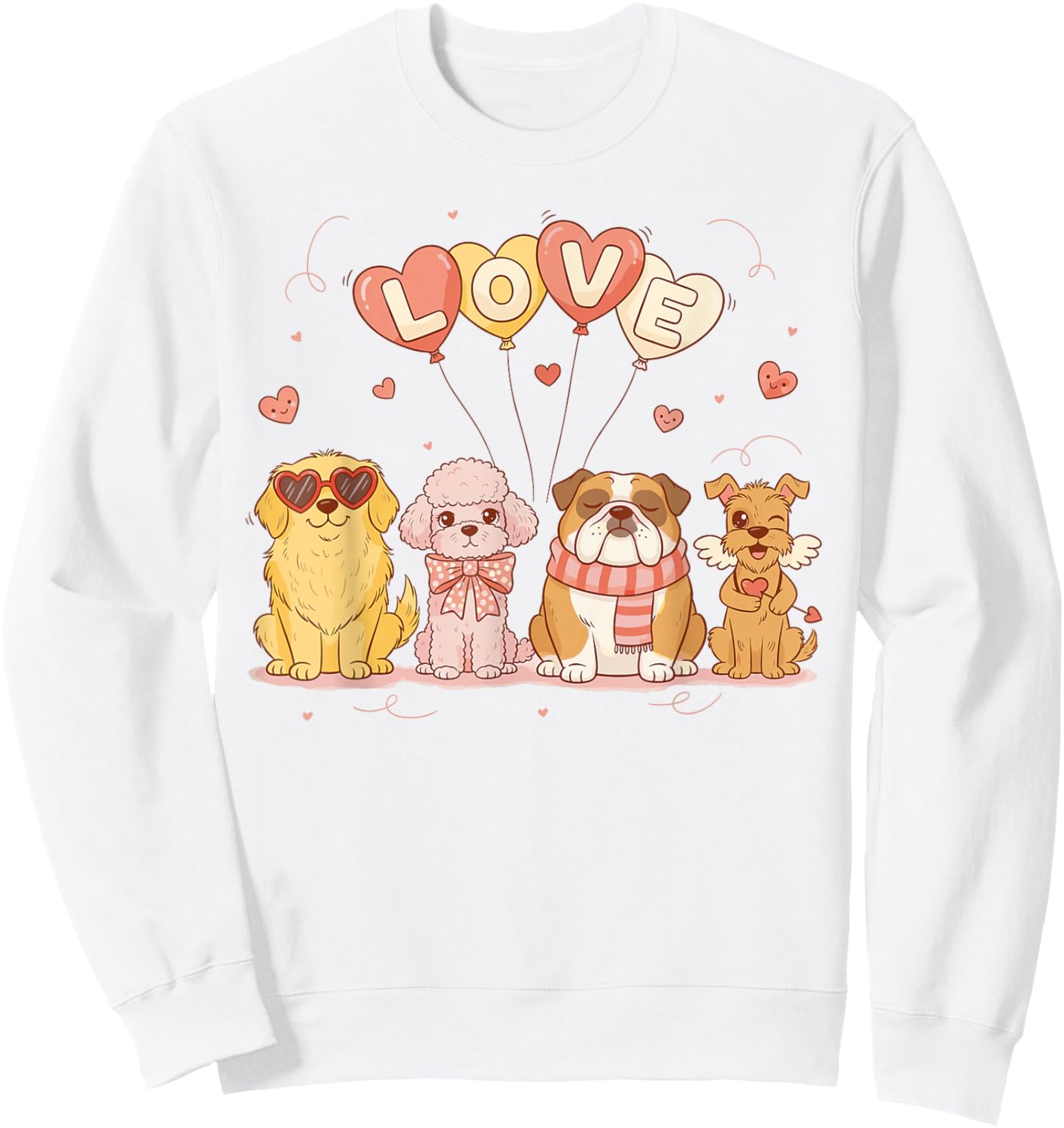 Cute Valentine Dogs Love Balloons Valentine's Day Sweatshirt - Sweatshirt | White
