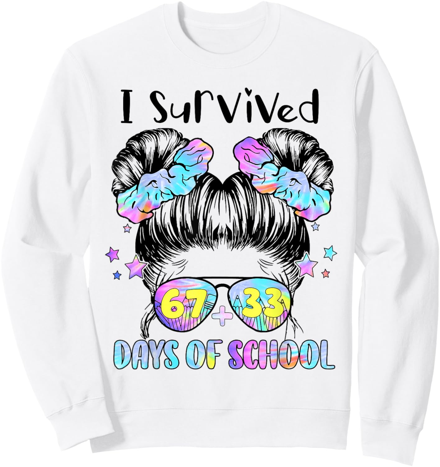 I Survived 67 33 Days of School 100th Day of School Girl Kid Sweatshirt - Sweatshirt | White
