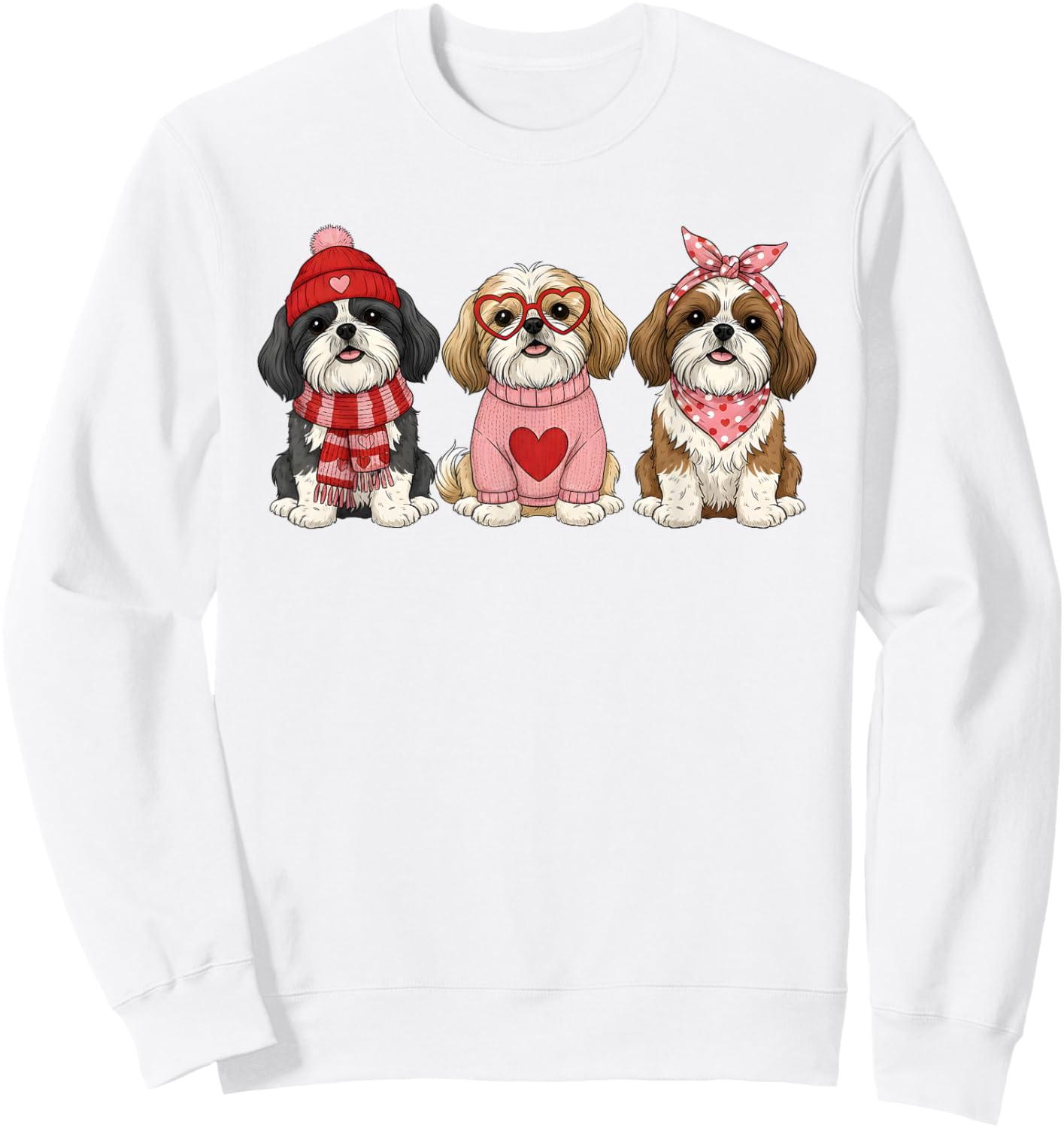 Cute Shih Tzu Valentine Dog Sweatshirt - Sweatshirt | White