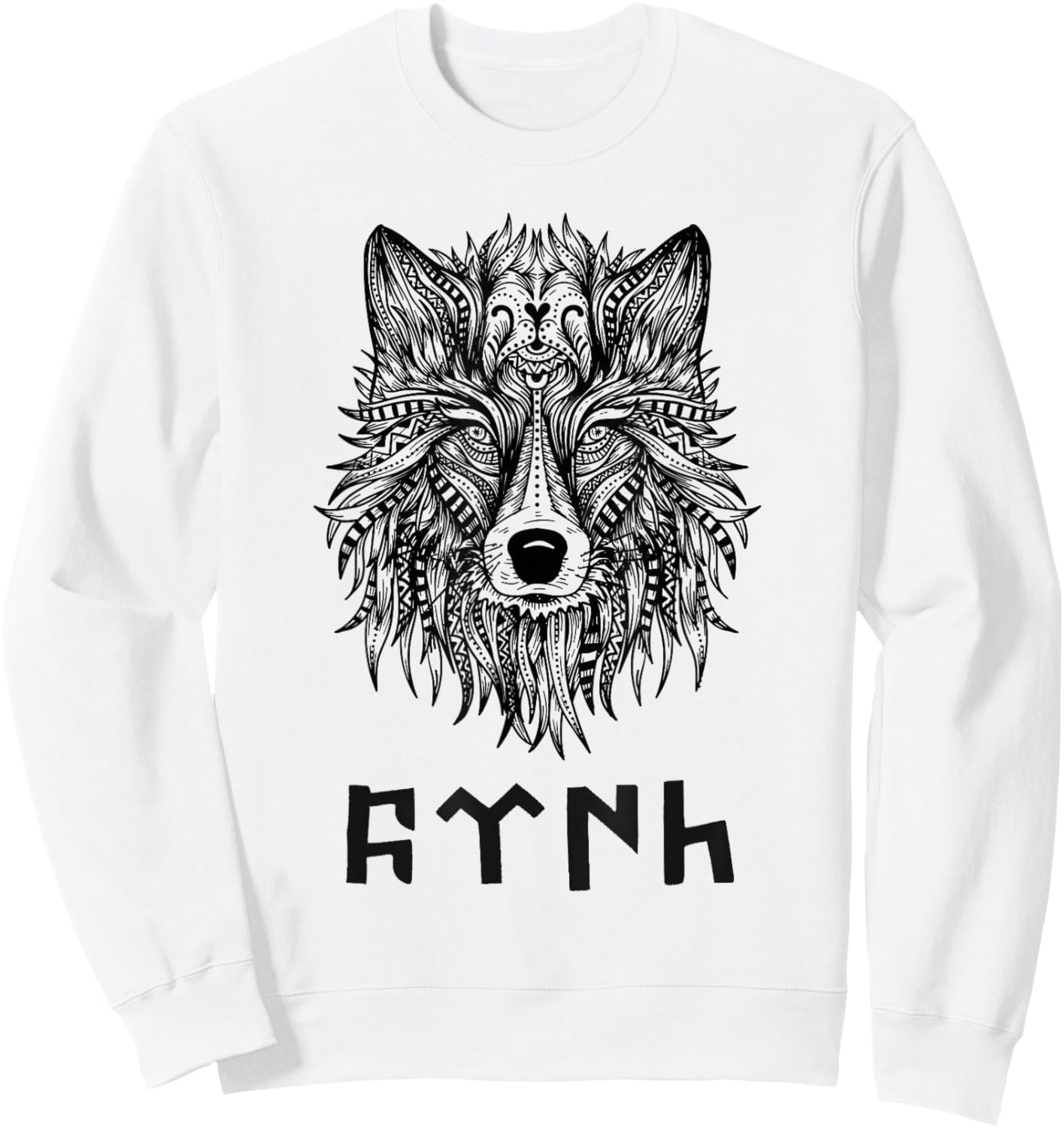 Türk Quote with Göktürk Letters & Köktürk Bozkurt Head Sweatshirt - Sweatshirt | White