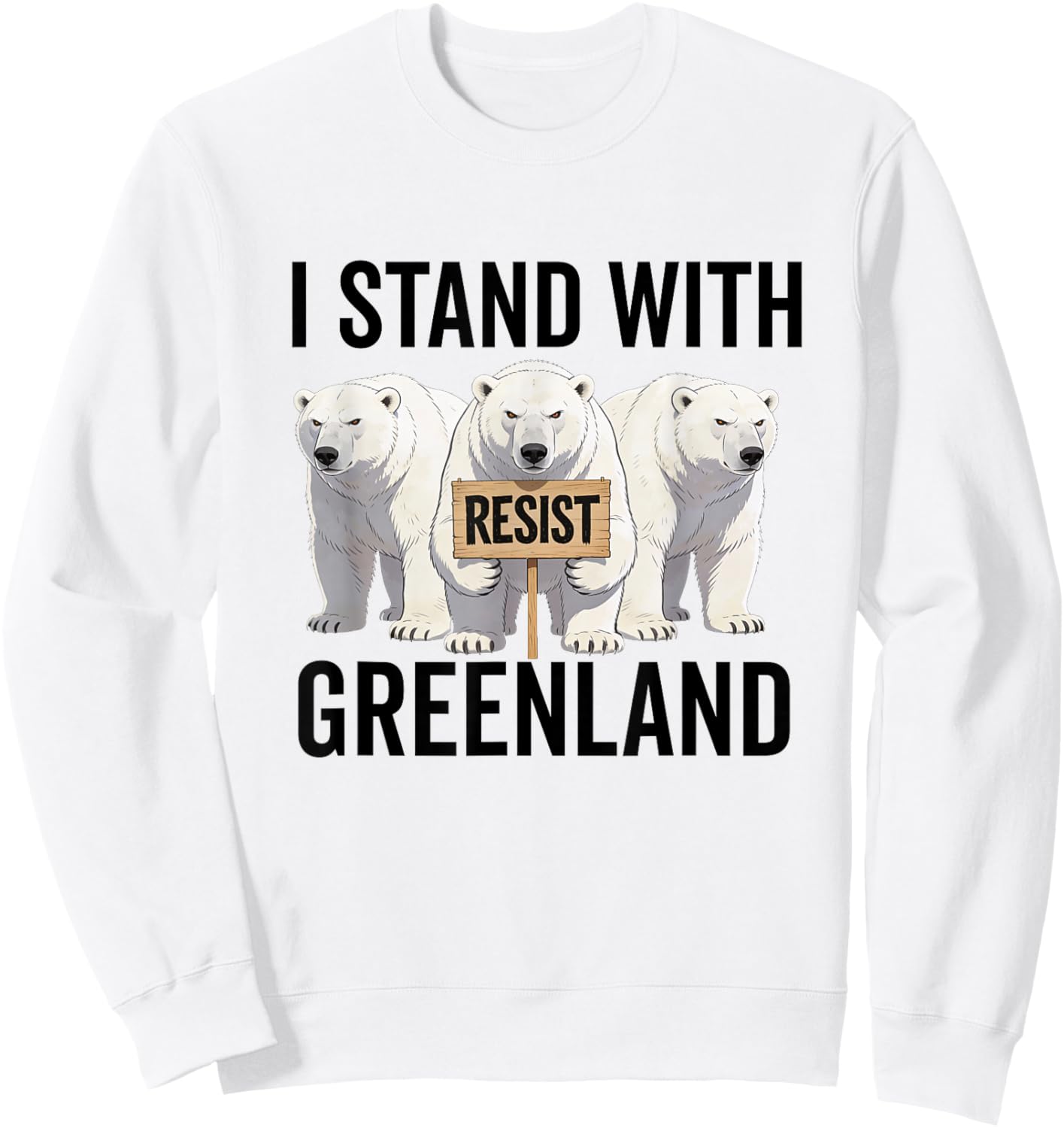 I Stand with Greenland Protest Polar Bear Greenland Denmark Sweatshirt - Sweatshirt | White