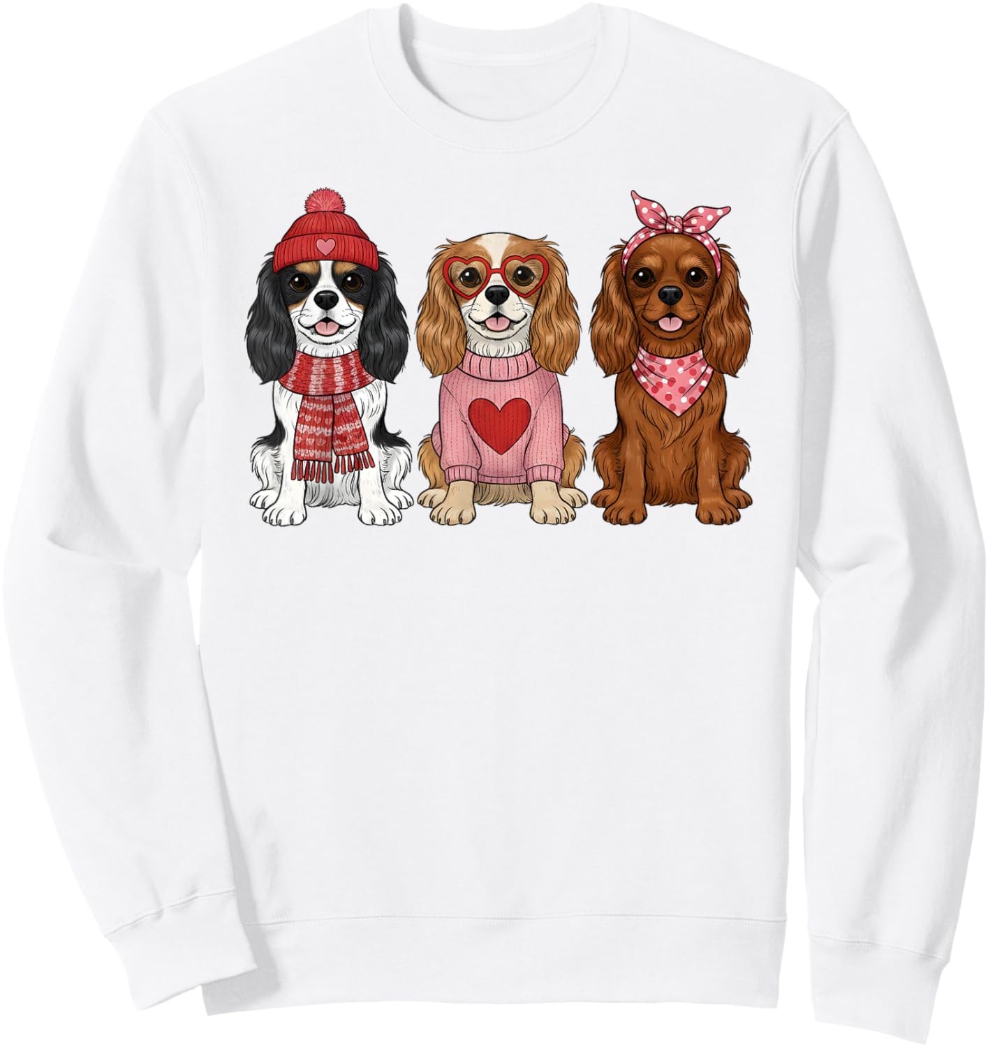 Cute Cavalier King Charles Spaniel Valentine Dog Sweatshirt - Sweatshirt | White
