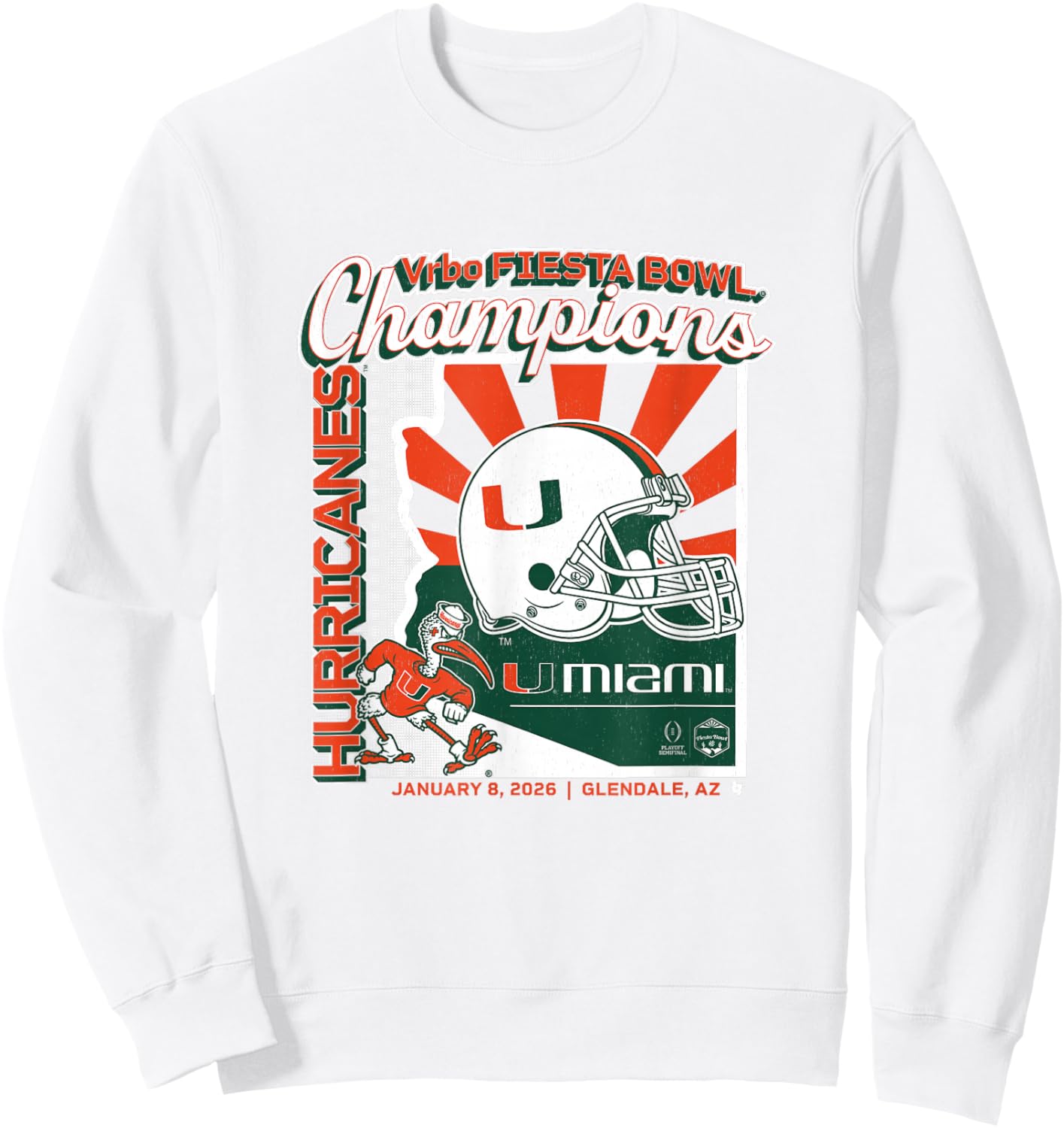 Miami Football: CFP Fiesta Bowl Champions Sweatshirt - Sweatshirt | White