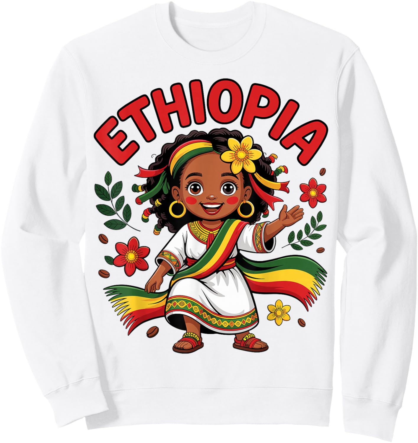 Cute Ethiopian Girl in Traditional Dress for Kids Sweatshirt - Sweatshirt | White
