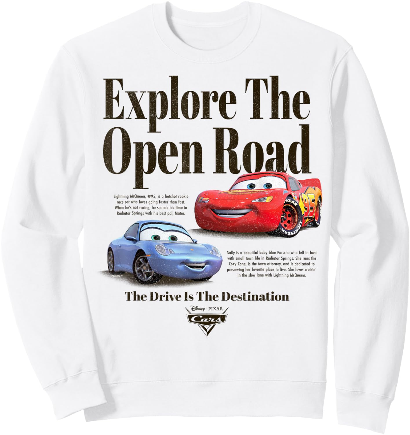 Disney Pixar Cars Explore The Open Road Sally and Lightning Sweatshirt - Sweatshirt | White