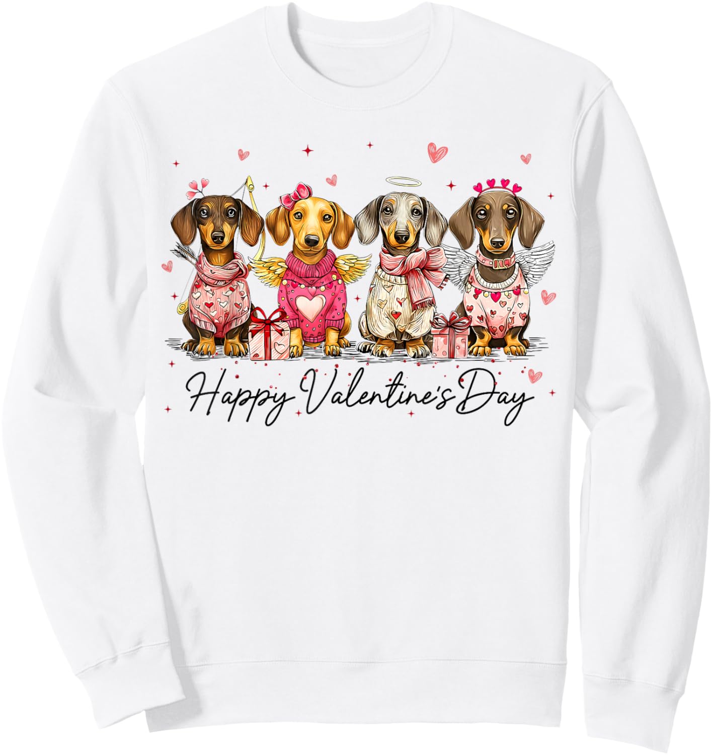 Happy Valentine's Day Dachshund is My Valentine Dog Lover Sweatshirt - Sweatshirt | White