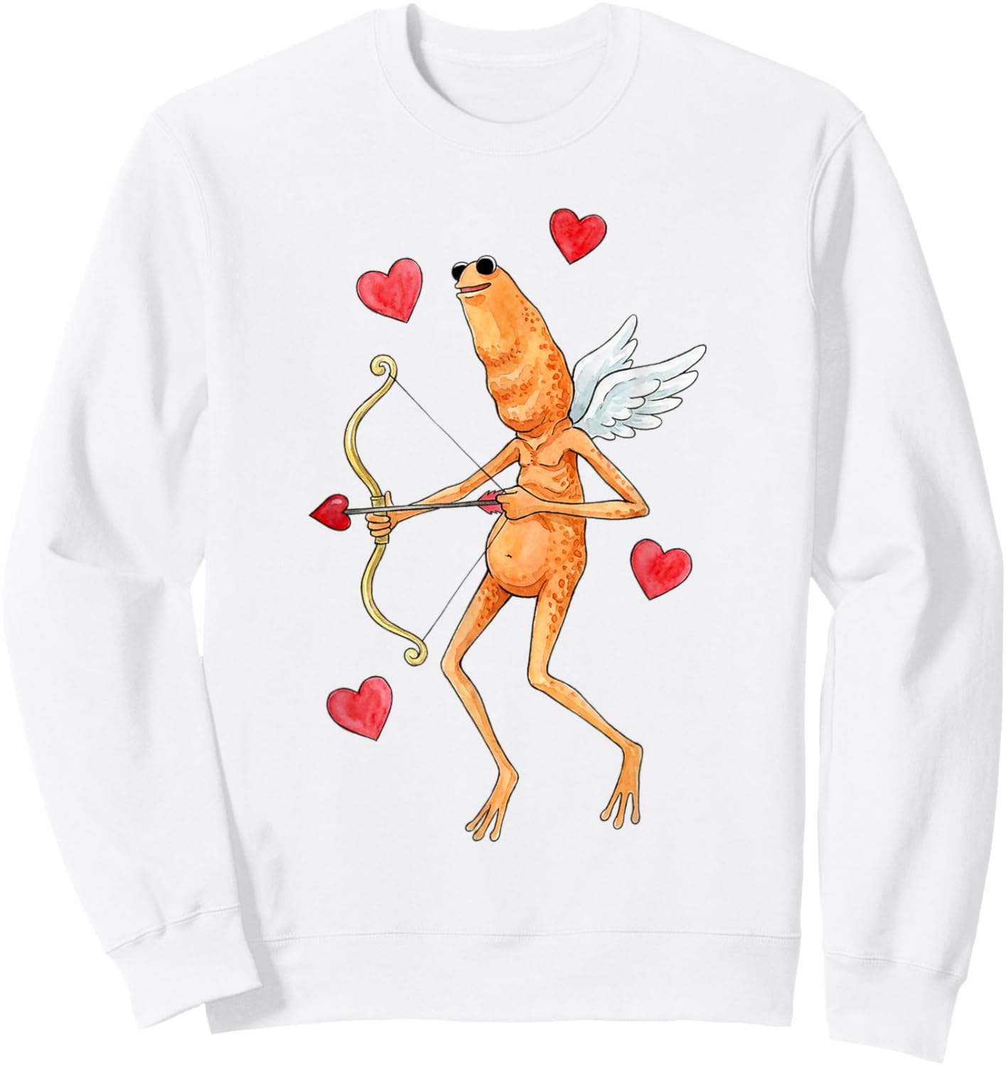 Marcus The Worm Valentine Cupid Meme Design Sweatshirt - Sweatshirt | White