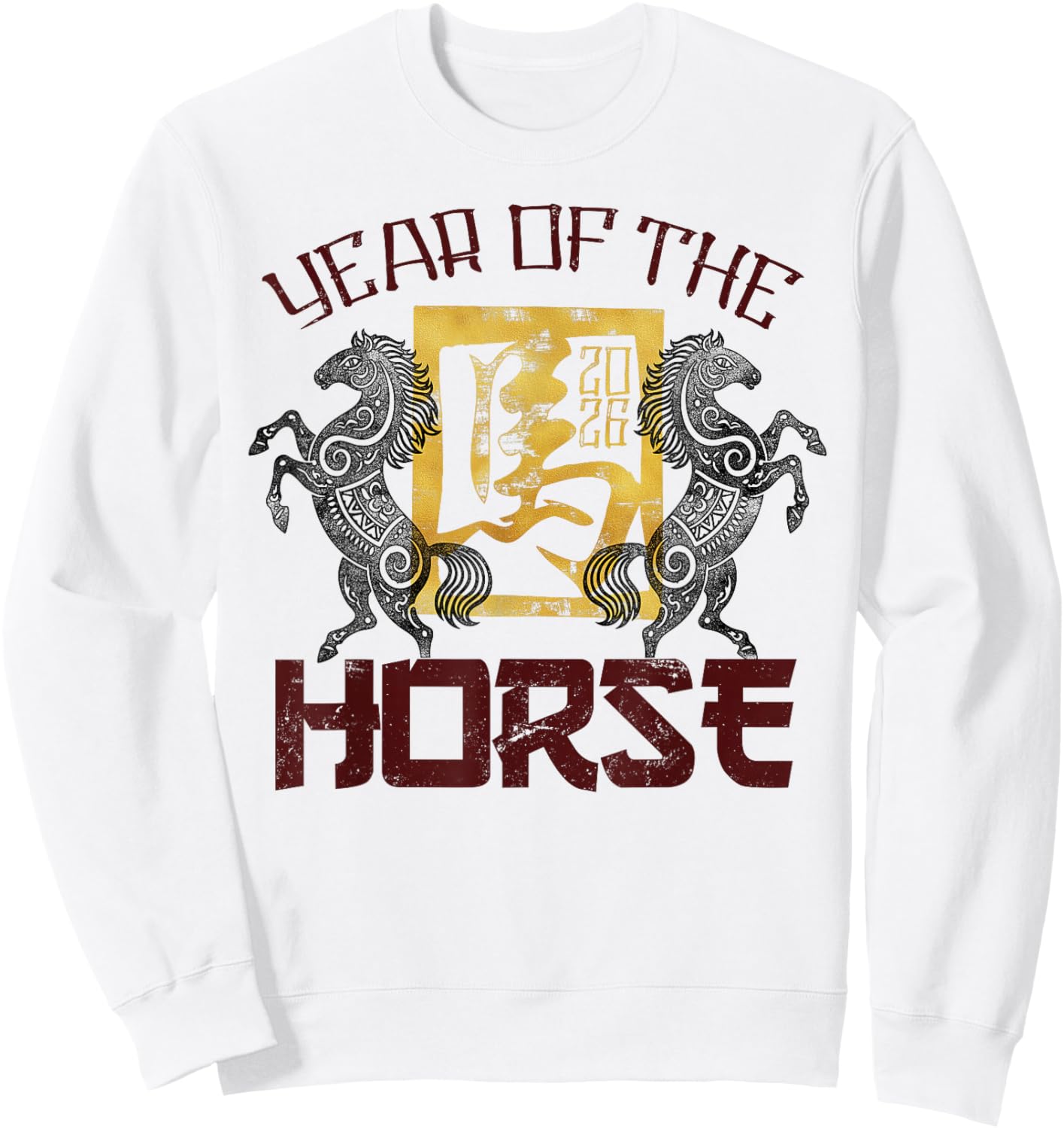 2026 Year of The Horse Chinese Zodiac Chinese New Year Sweatshirt - Sweatshirt | White