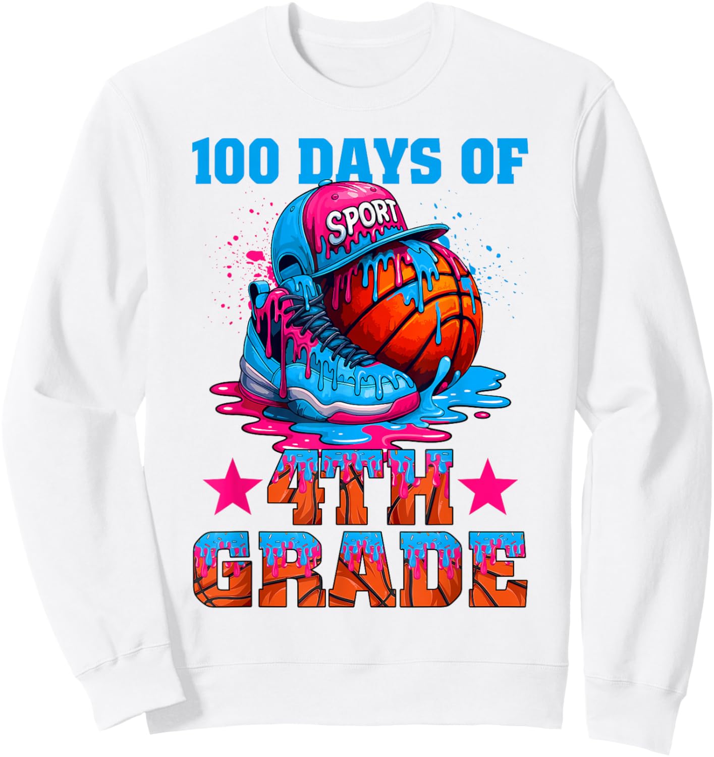 100 Days of 4th Grade Basketball 100th Day of School Boys Sweatshirt - Sweatshirt | White