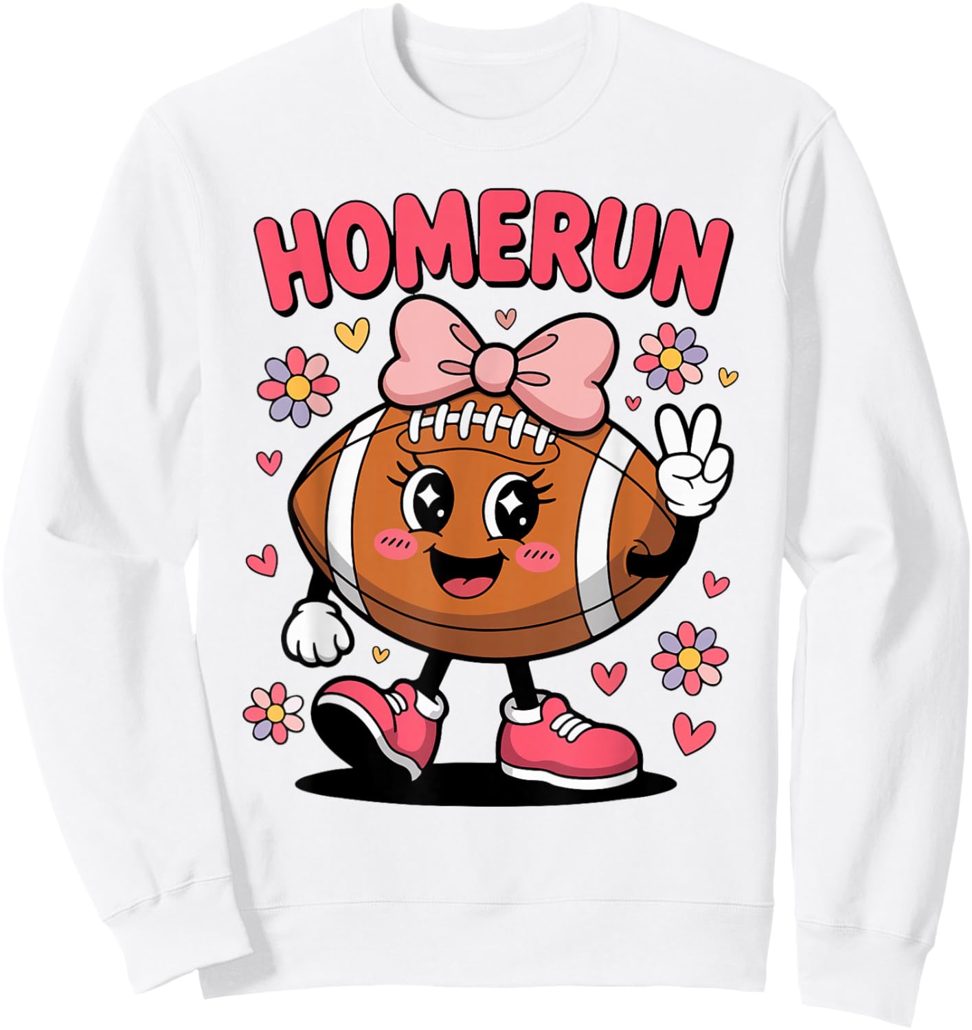 Youth Homerun Football Coquette Bow Football Sister Toddler Sweatshirt - Sweatshirt | White