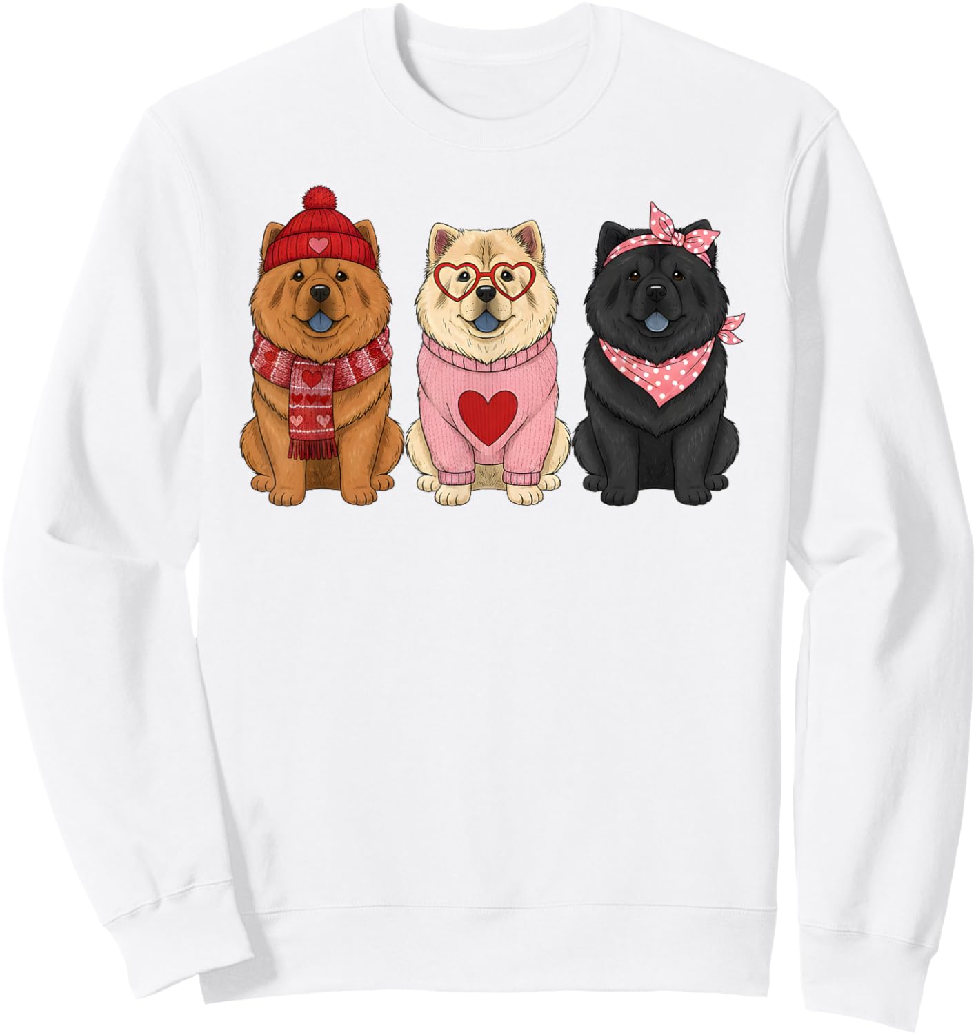 Cute Chow Chow Valentine Dog Sweatshirt - Sweatshirt | White