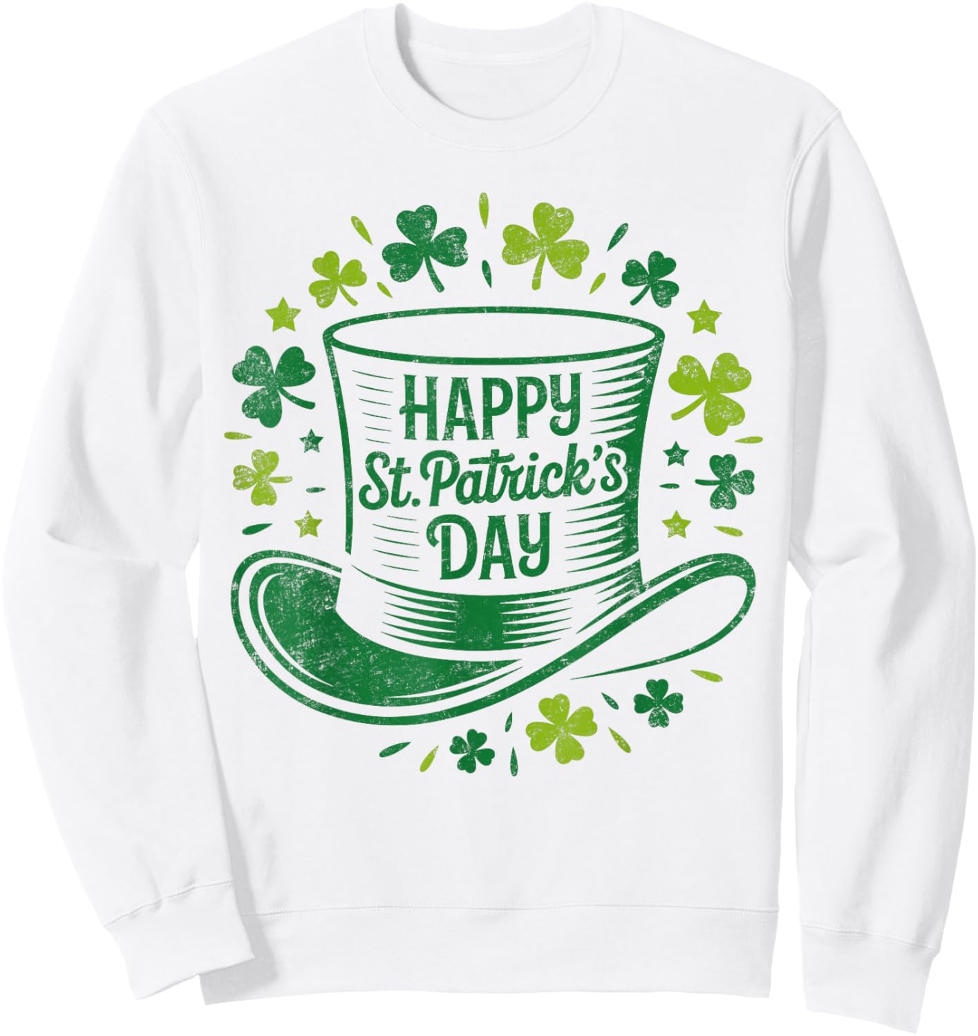 Vintage Happy St Patricks Day Sweatshirt - Sweatshirt | White