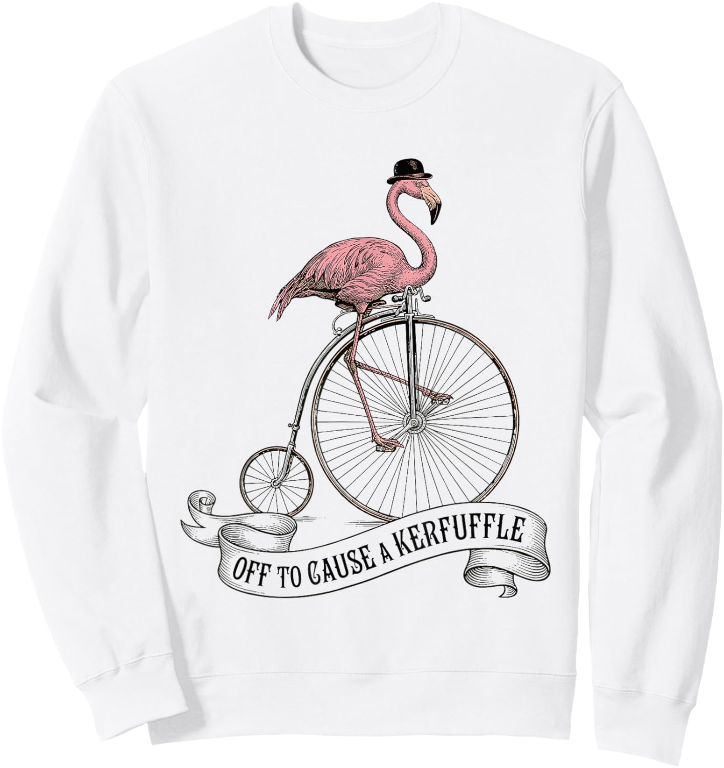 Off to Cause A Kerfuffle Flamingo Funny Birds Vintage Retro Sweatshirt - Sweatshirt | White