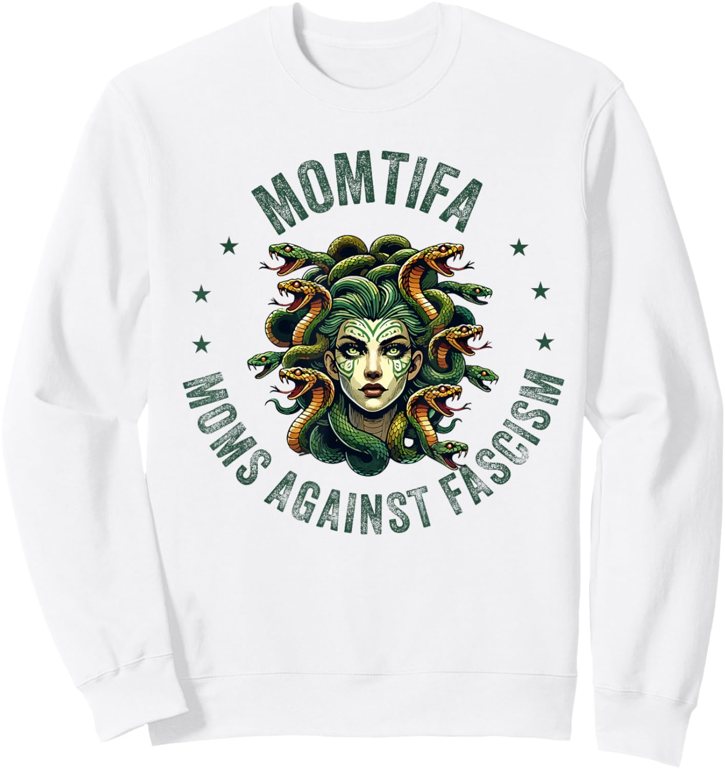 Momtifa Moms Against Fascism Protest Medusa Feminist Mother Sweatshirt - Sweatshirt | White