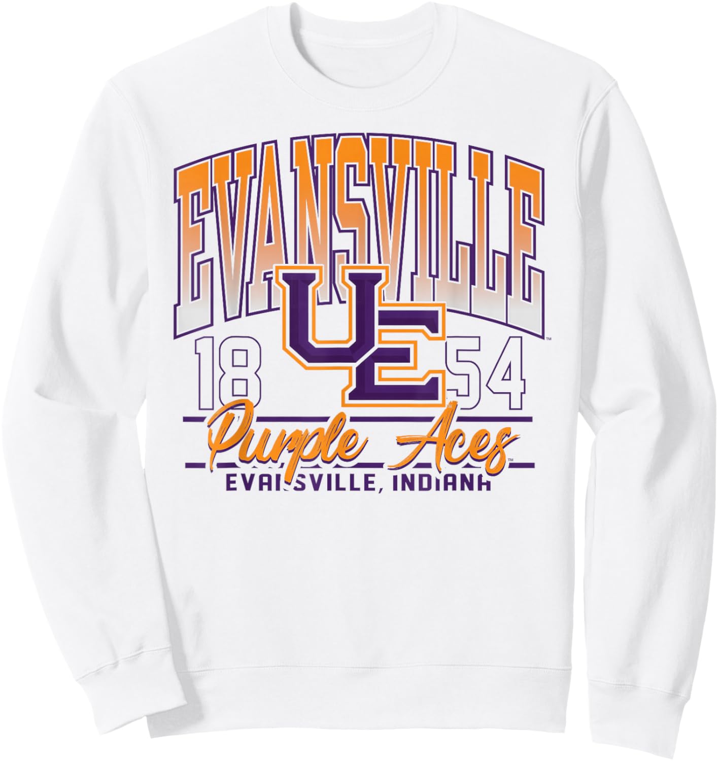 Evansville Purple Aces Kicking It White Officially Licensed Sweatshirt - Sweatshirt | White