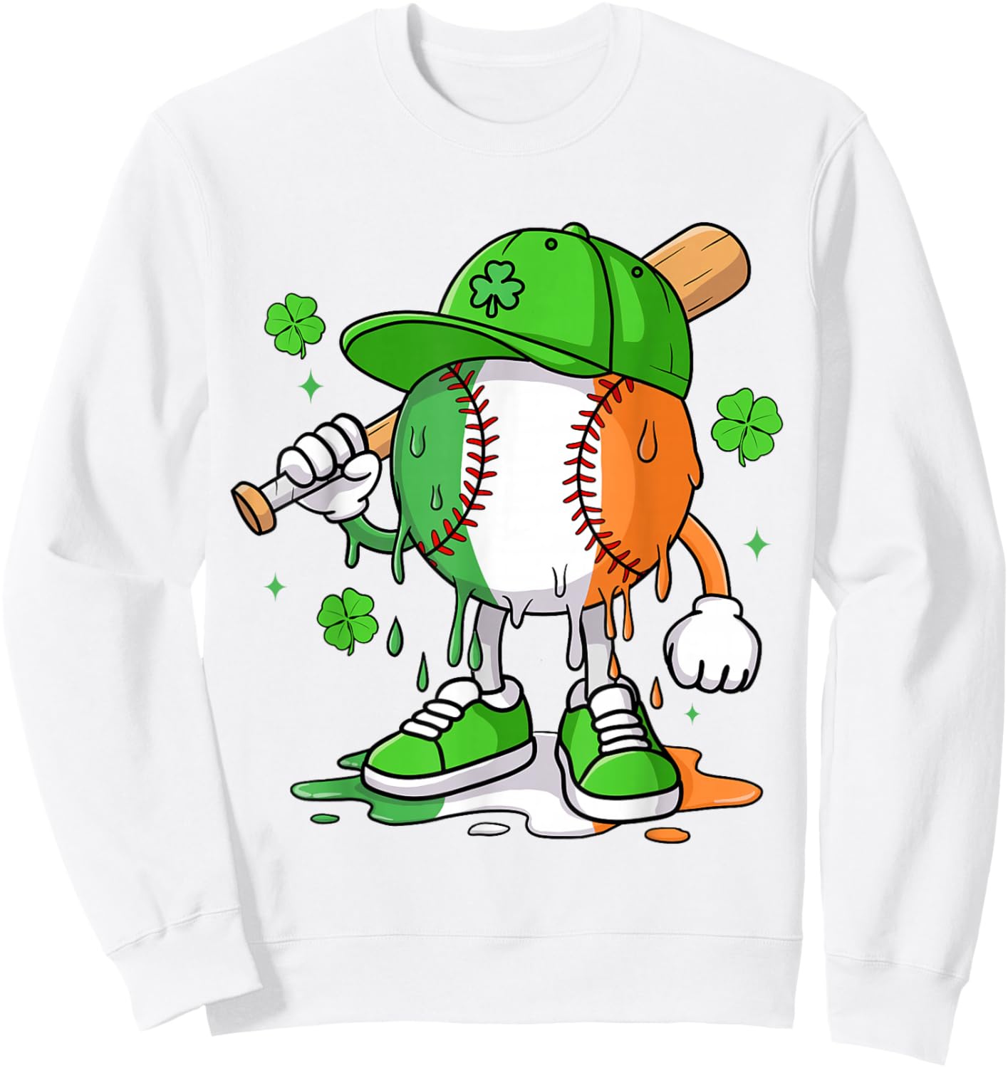 Boys St Patricks Day Irish Flag Kids Baseball Ice Cream Drip Sweatshirt - Sweatshirt | White