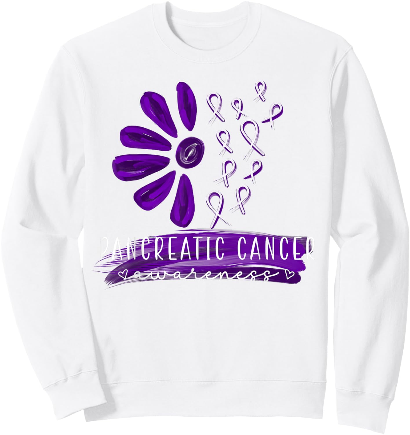 Pancreatic Cancer Awareness Support Purple Flower Petals Sweatshirt - Sweatshirt | White