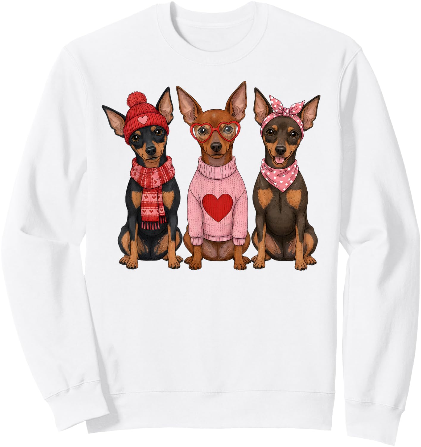 Cute Miniature Pinscher Valentine Min Pin Dog Sweatshirt - Sweatshirt | White