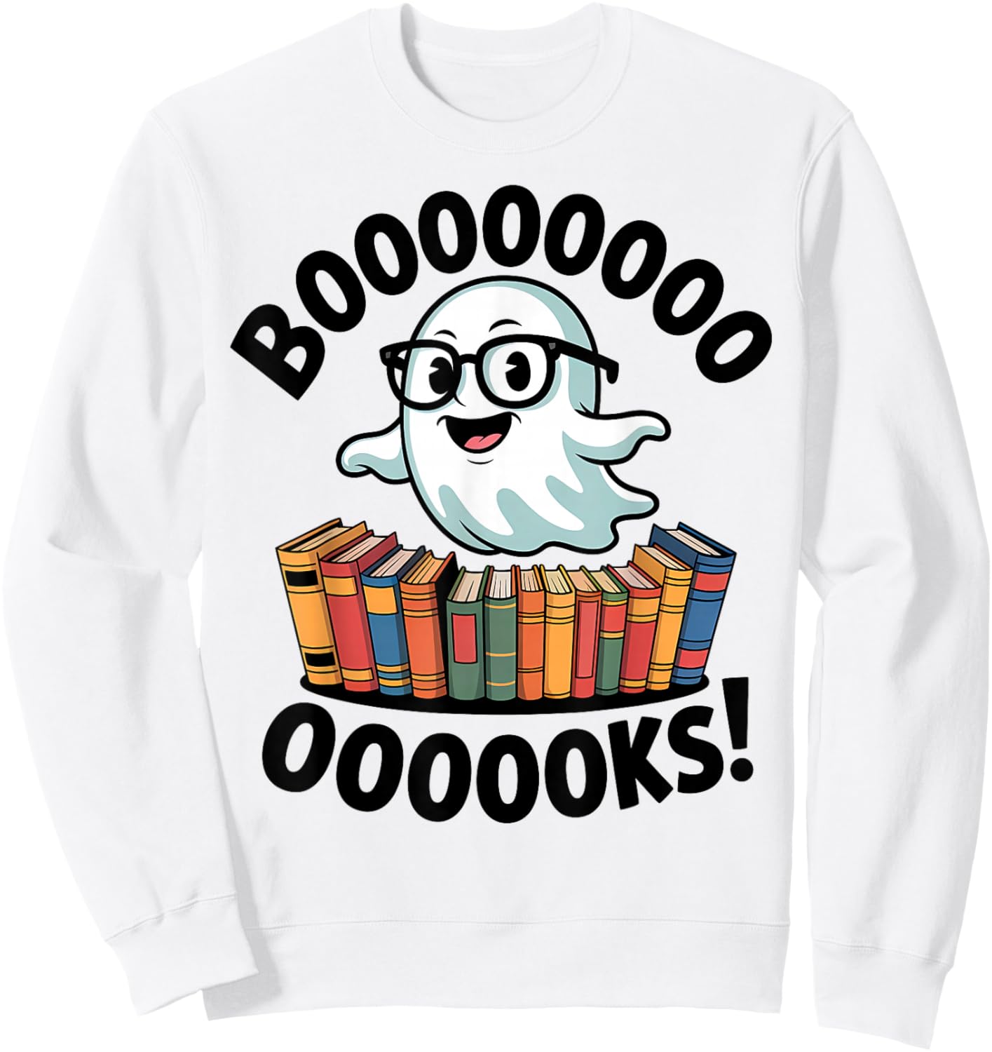 Books Funny Nerdy Halloween Ghost Book Lover Sweatshirt - Sweatshirt | White