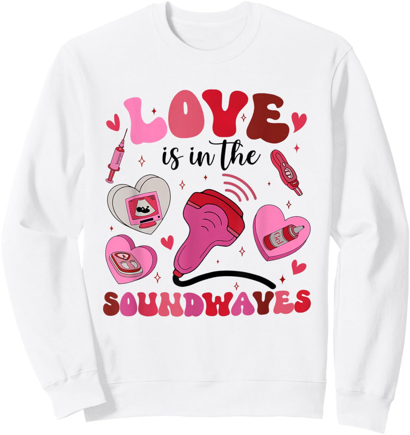 Retro Ultrasound Technologist Valentine Sonographer RDMS Sweatshirt - Sweatshirt | White