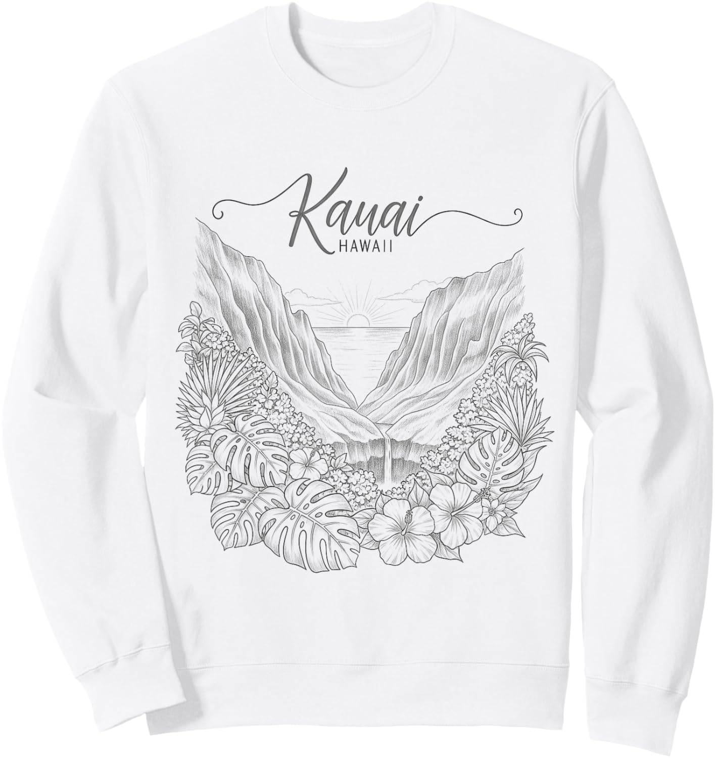 Kauai Hawaii Sketch Hawaiian Design Sweatshirt - Sweatshirt | White