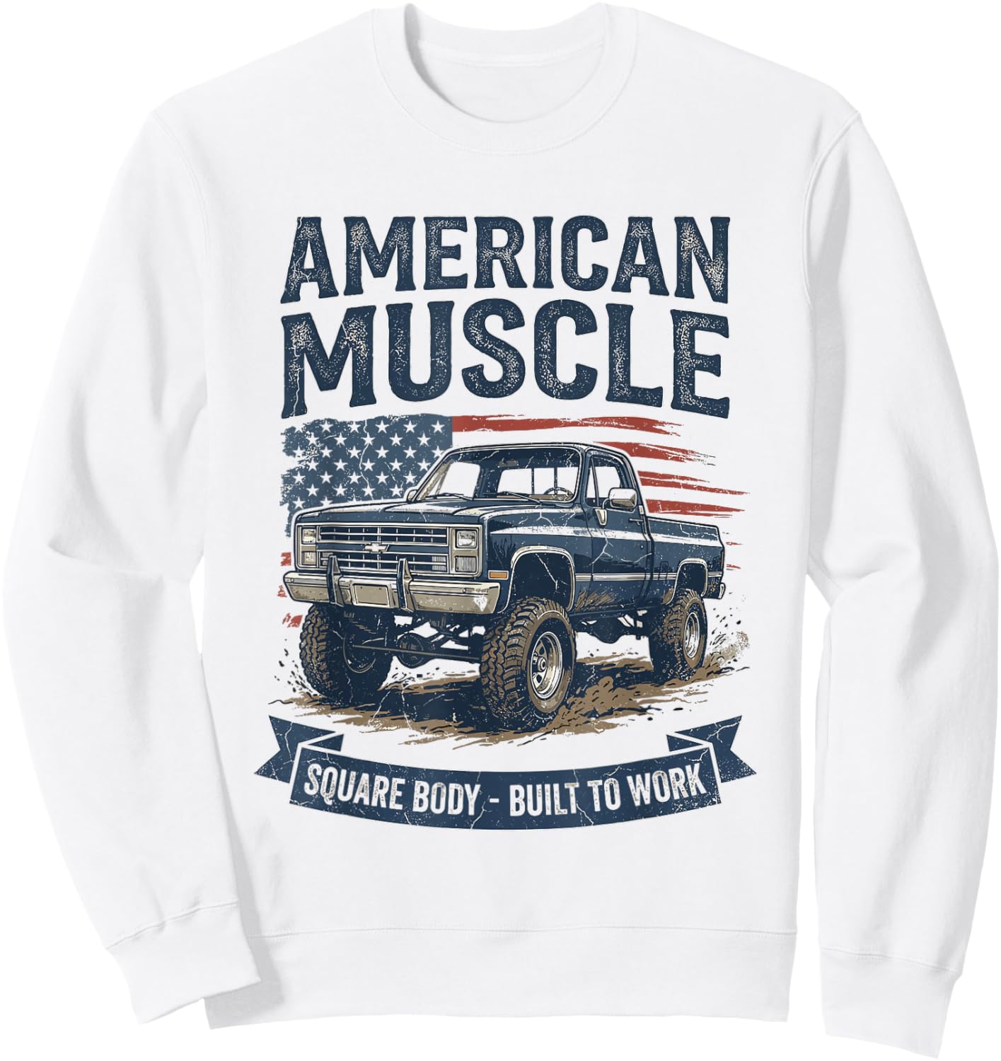 American Muscle Square Body Built to Work Sweatshirt - Sweatshirt | White