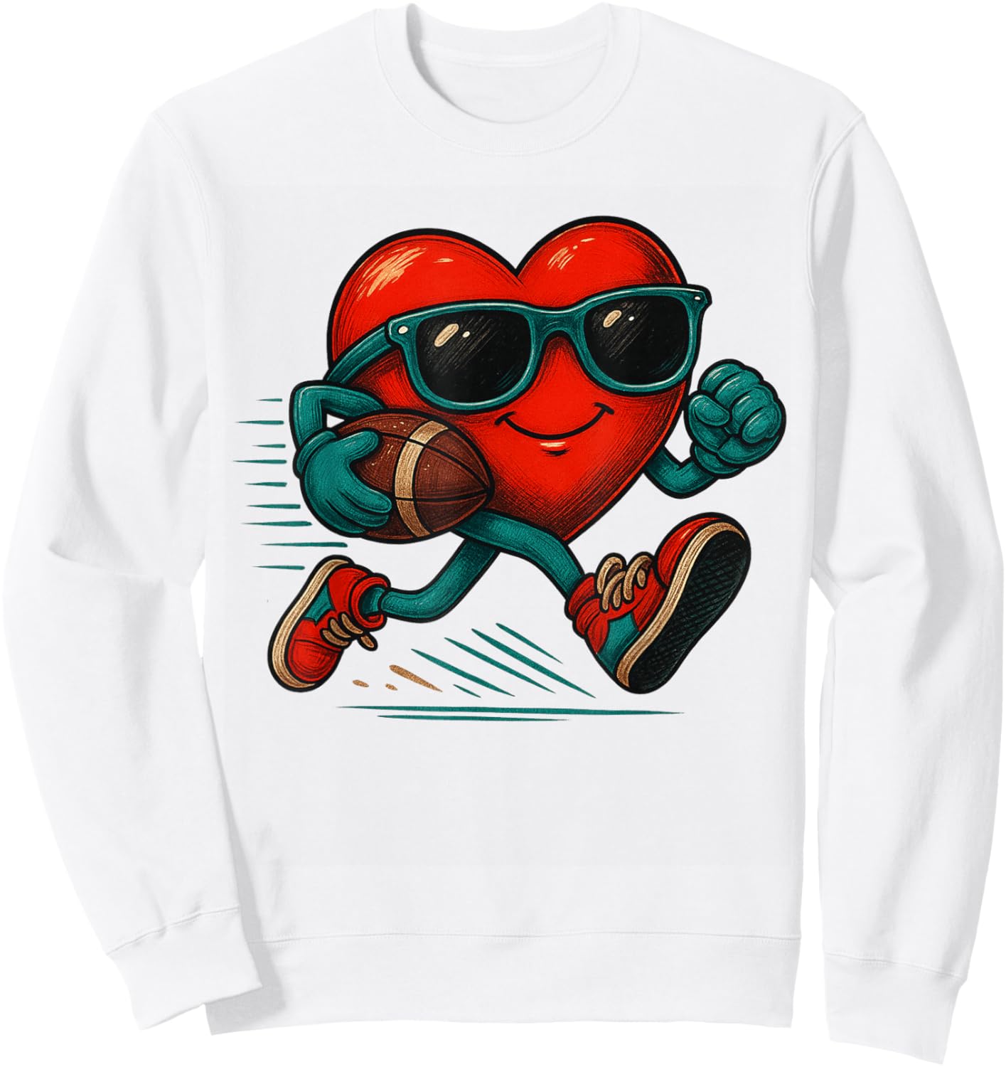 Valentines Day Football Funny Red Heart Love Boys Kids Sweatshirt - Sweatshirt | White
