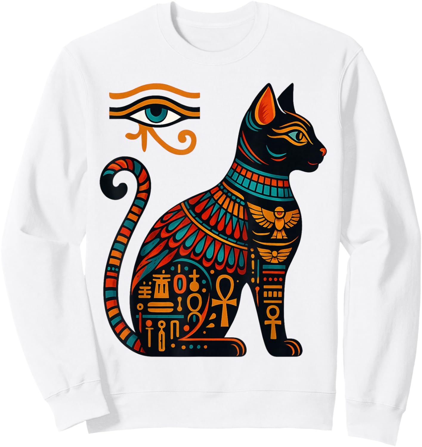 Bastet Goddess Cat Egyptian Eye of Horus Egypt Mythology Sweatshirt - Sweatshirt | White
