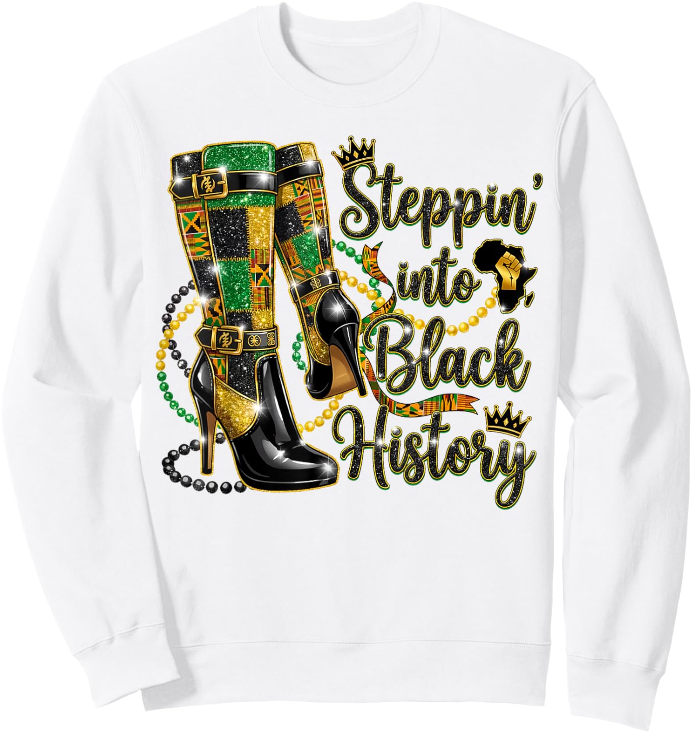 Steppin into Black History Month Boots 1865 African American Sweatshirt - Sweatshirt | White