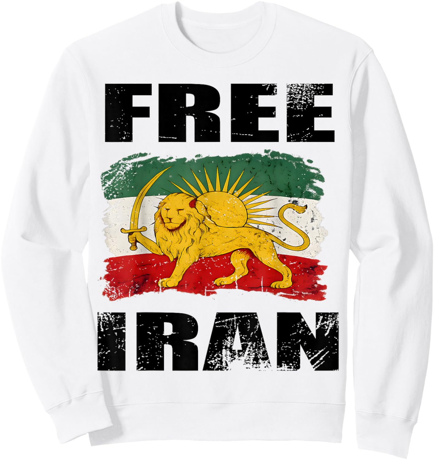 Free Iran Flag Lion Sun Persian Pride Iranian Sweatshirt - Sweatshirt | White