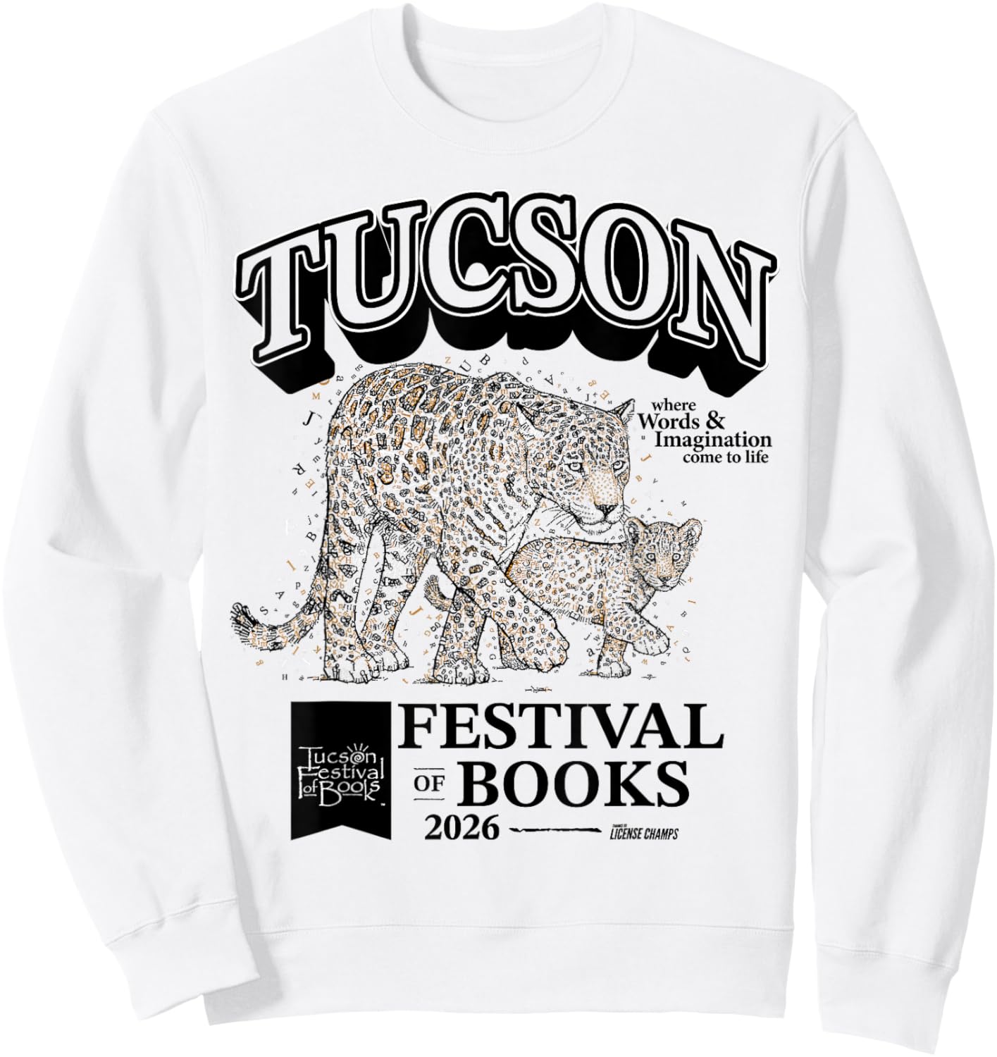 Tucson Festival of Book | Merch | TFOB 2026 | Critter Jaguar Sweatshirt - Sweatshirt | White