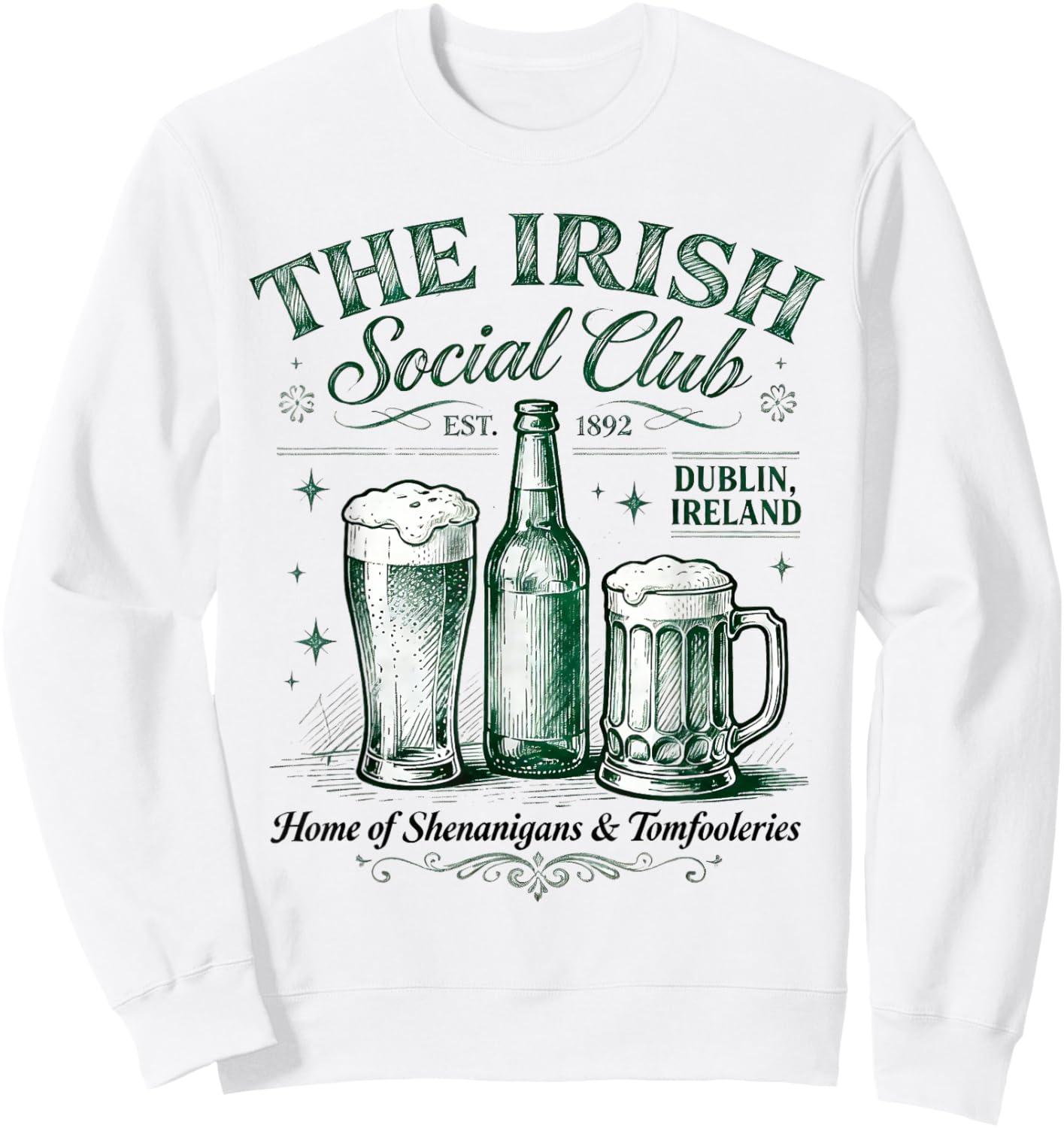 The Irish Social Club Vintage Drinking Team St Patrick's Day Sweatshirt - Sweatshirt | White