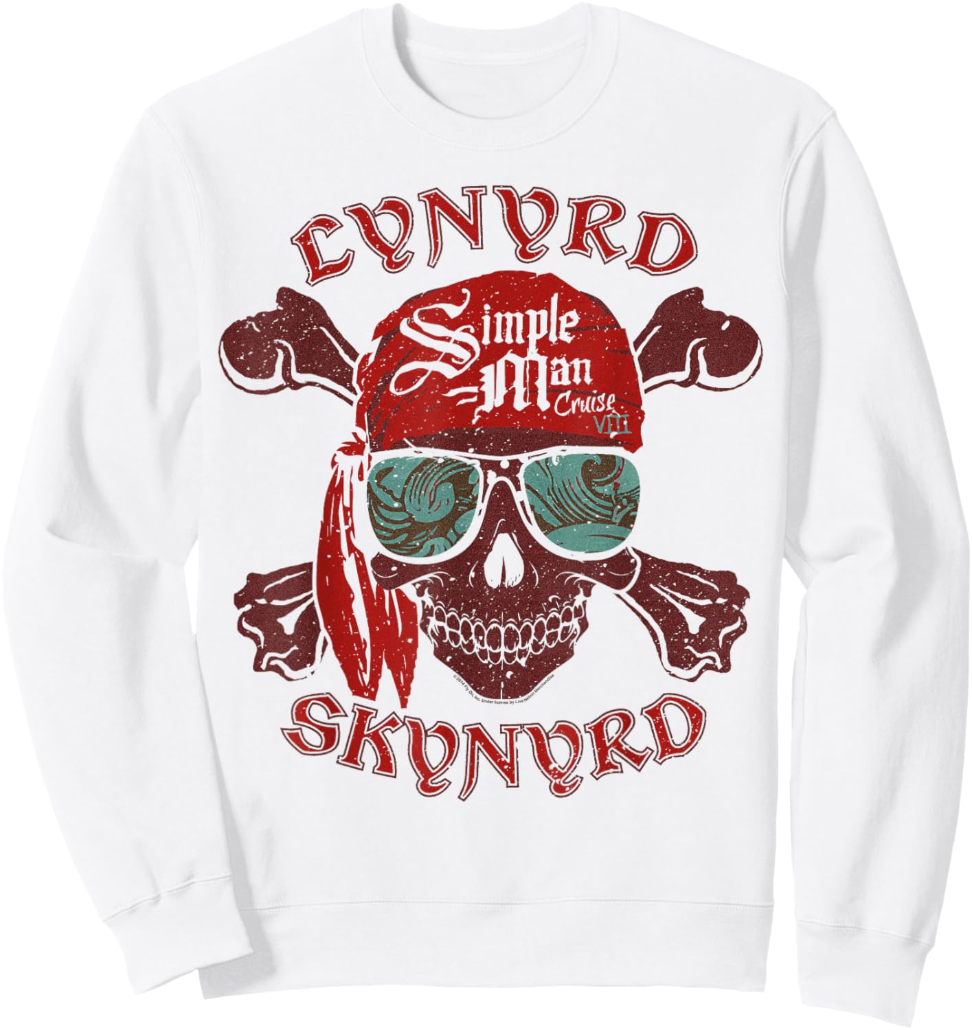 Lynyrd Skynyrd Skull Crossbones Simple Man Pirate Retro Rock Sweatshirt - Sweatshirt | White