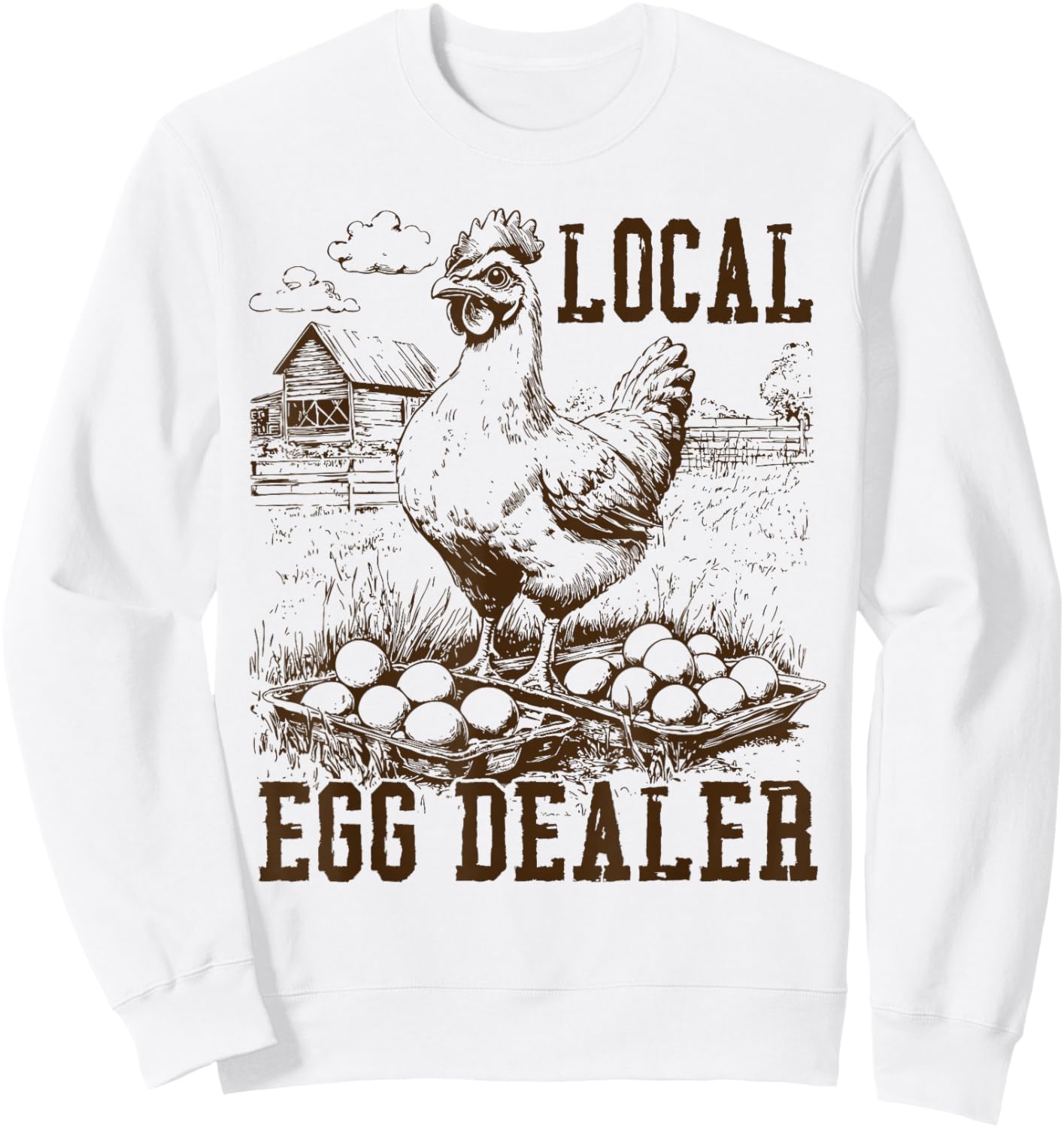 Local Egg Dealer Chicken Lady Lover Easter Retro Trendy Sweatshirt - Sweatshirt | White