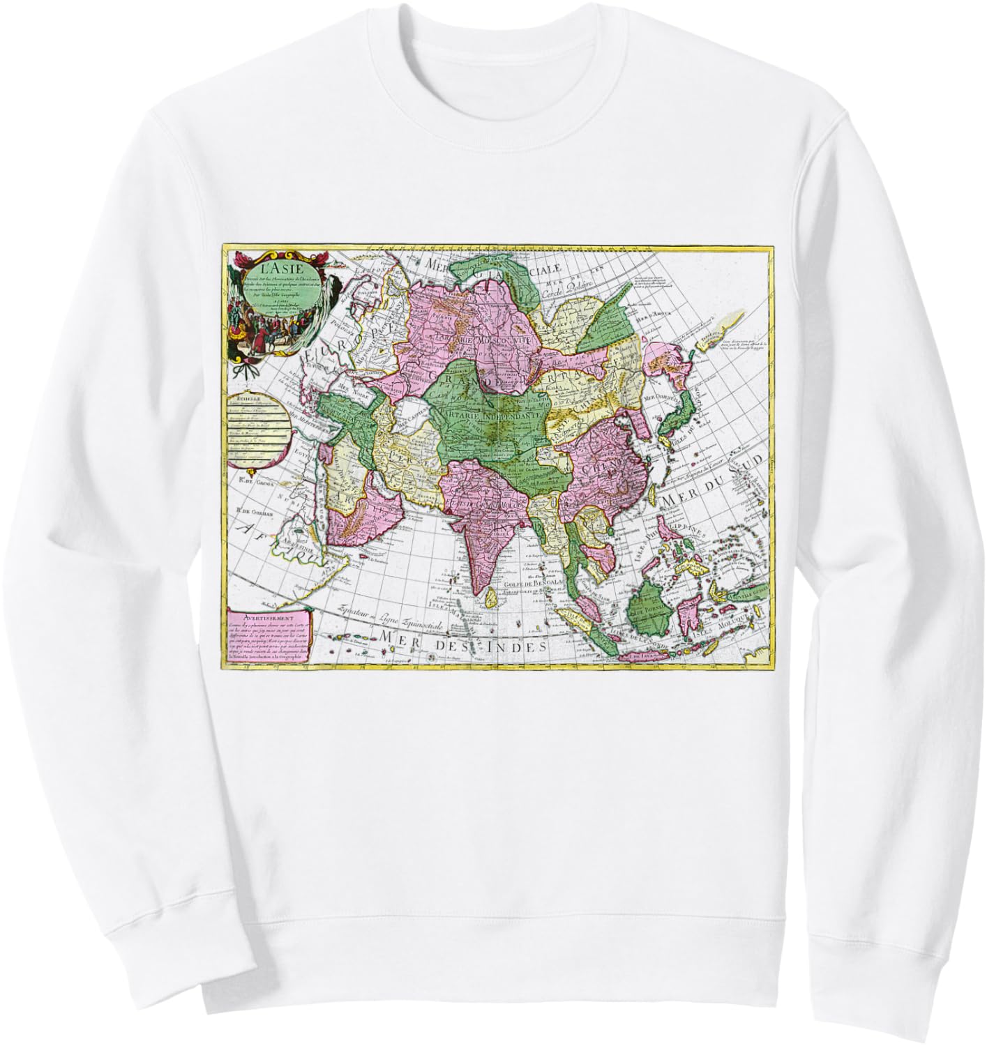 Tartaria Vintage Map Sweatshirt - Sweatshirt | White