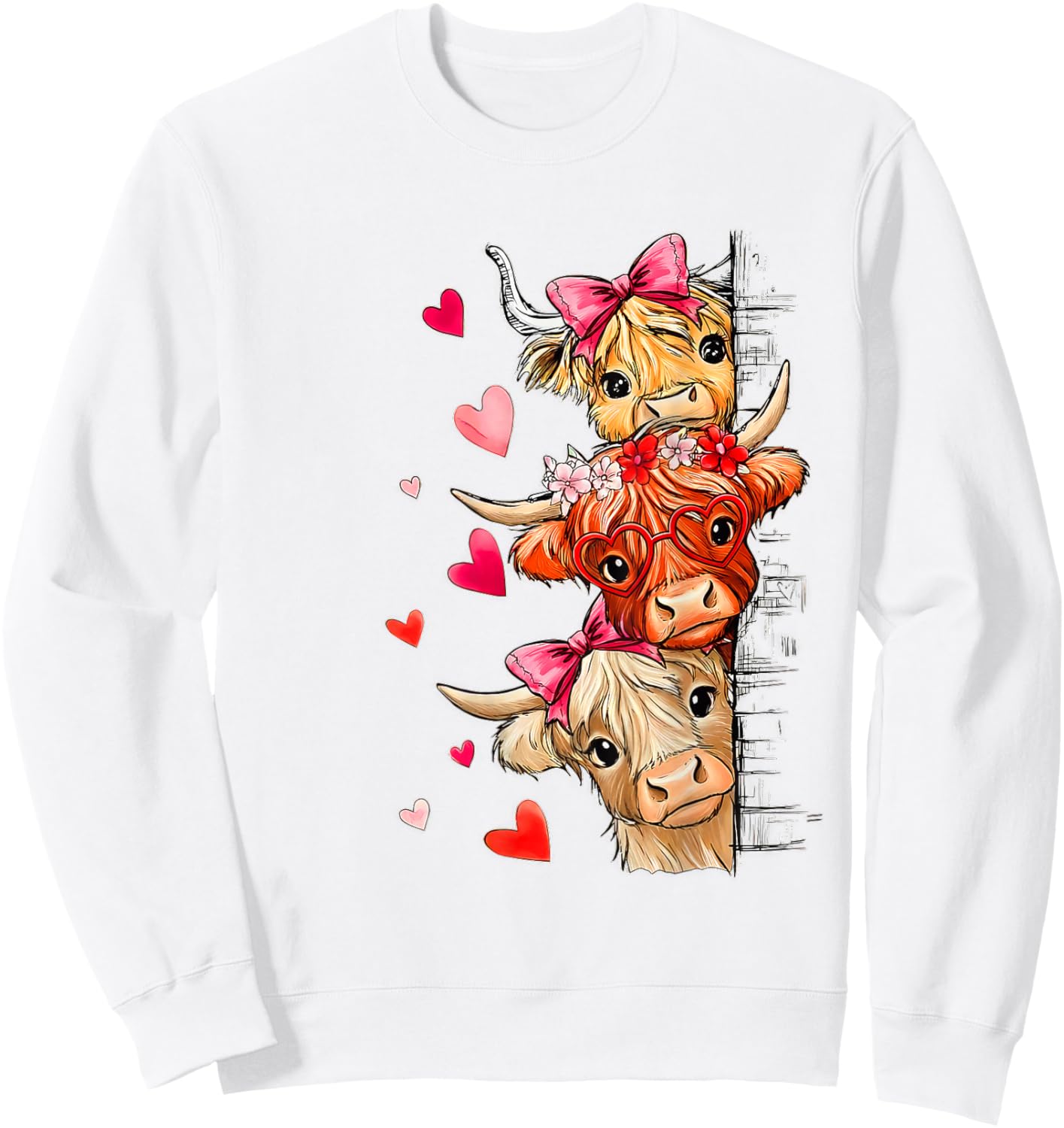 Valentine Highland Cow Sweatshirt - Sweatshirt | White