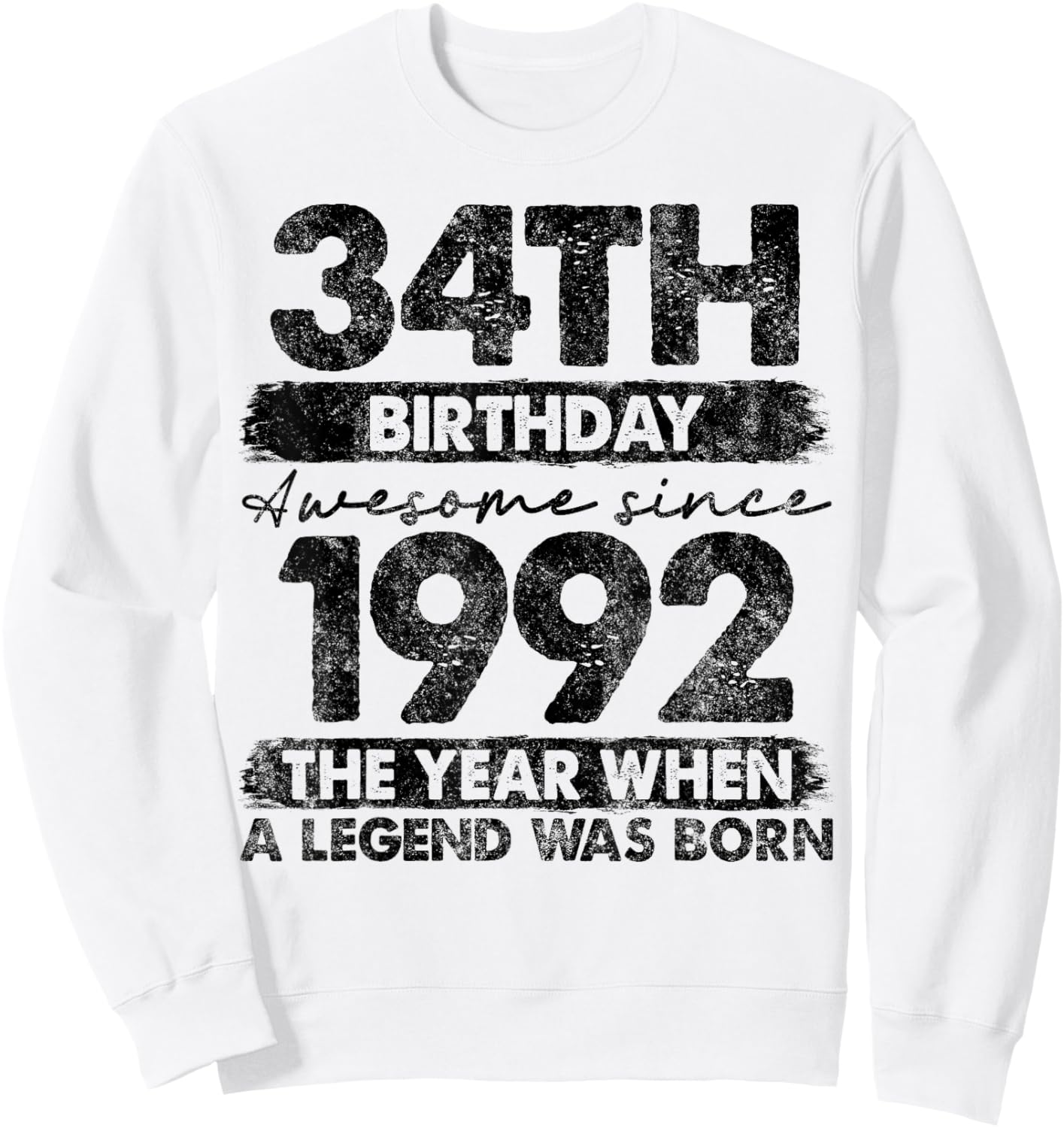 34 Year Old Gifts Vintage 1992 Limited Edition 34th Birthday Sweatshirt - Sweatshirt | White