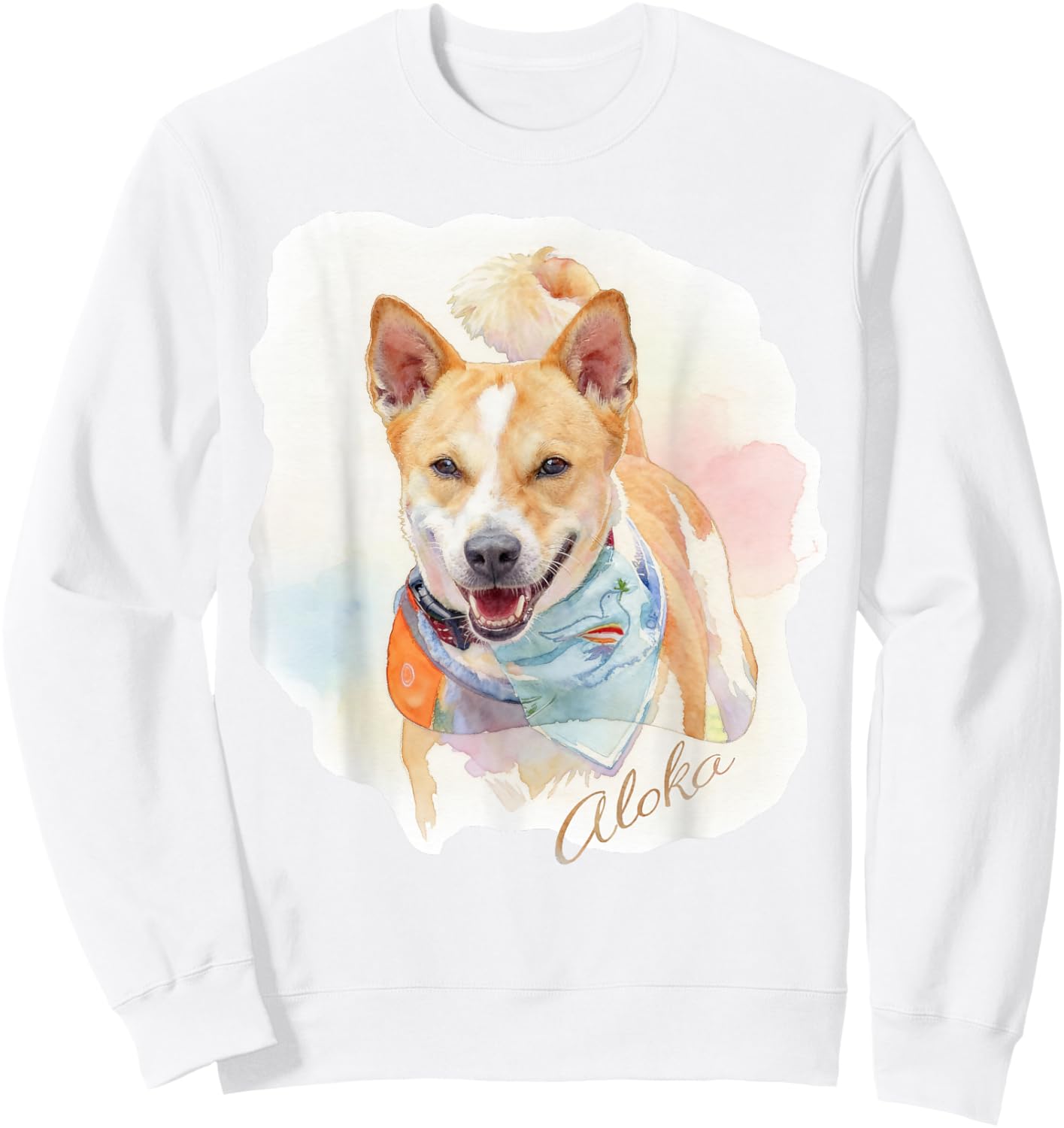 Aloka – The Walk for Peace Dog Spreading Hope Watercolor Sweatshirt - Sweatshirt | White