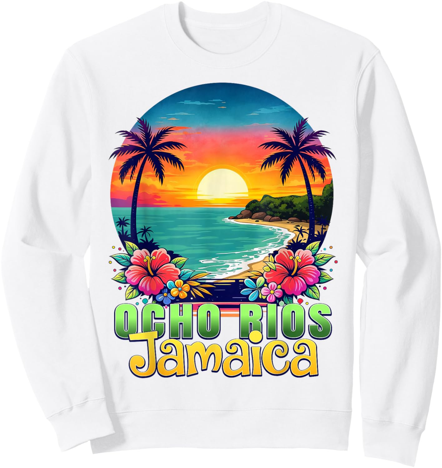 Ocho Rios Jamaica Beach Tropical Sunset Summer Vacation Sweatshirt - Sweatshirt | White