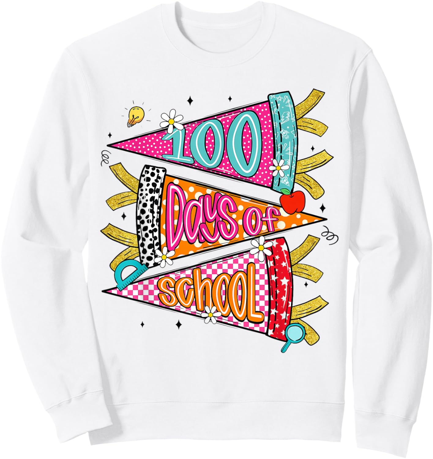Cute 100 Days of School Girl Teacher 100th Day of School Kid Sweatshirt - Sweatshirt | White