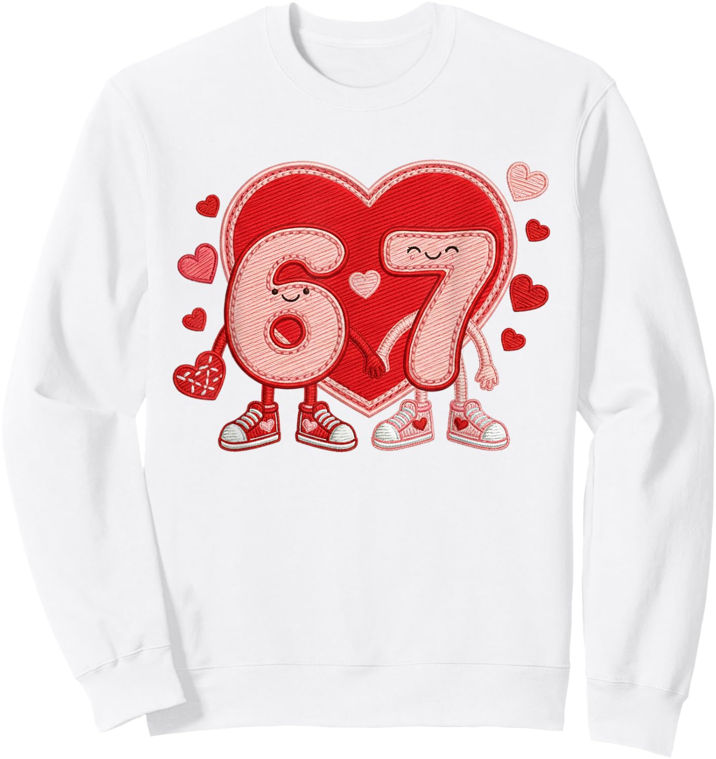 Valentine’s Day 67 Meme Six Seven 6 7 Valentine Heart Couple Sweatshirt - Sweatshirt | White