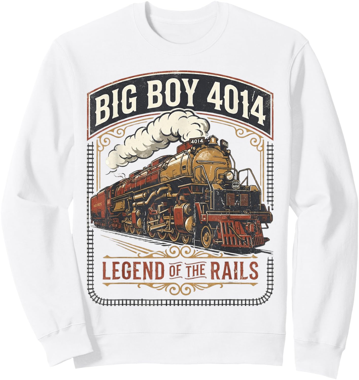 Big Boy 4014 Steam Engine Locomotive Train Vintage Railroad Sweatshirt - Sweatshirt | White