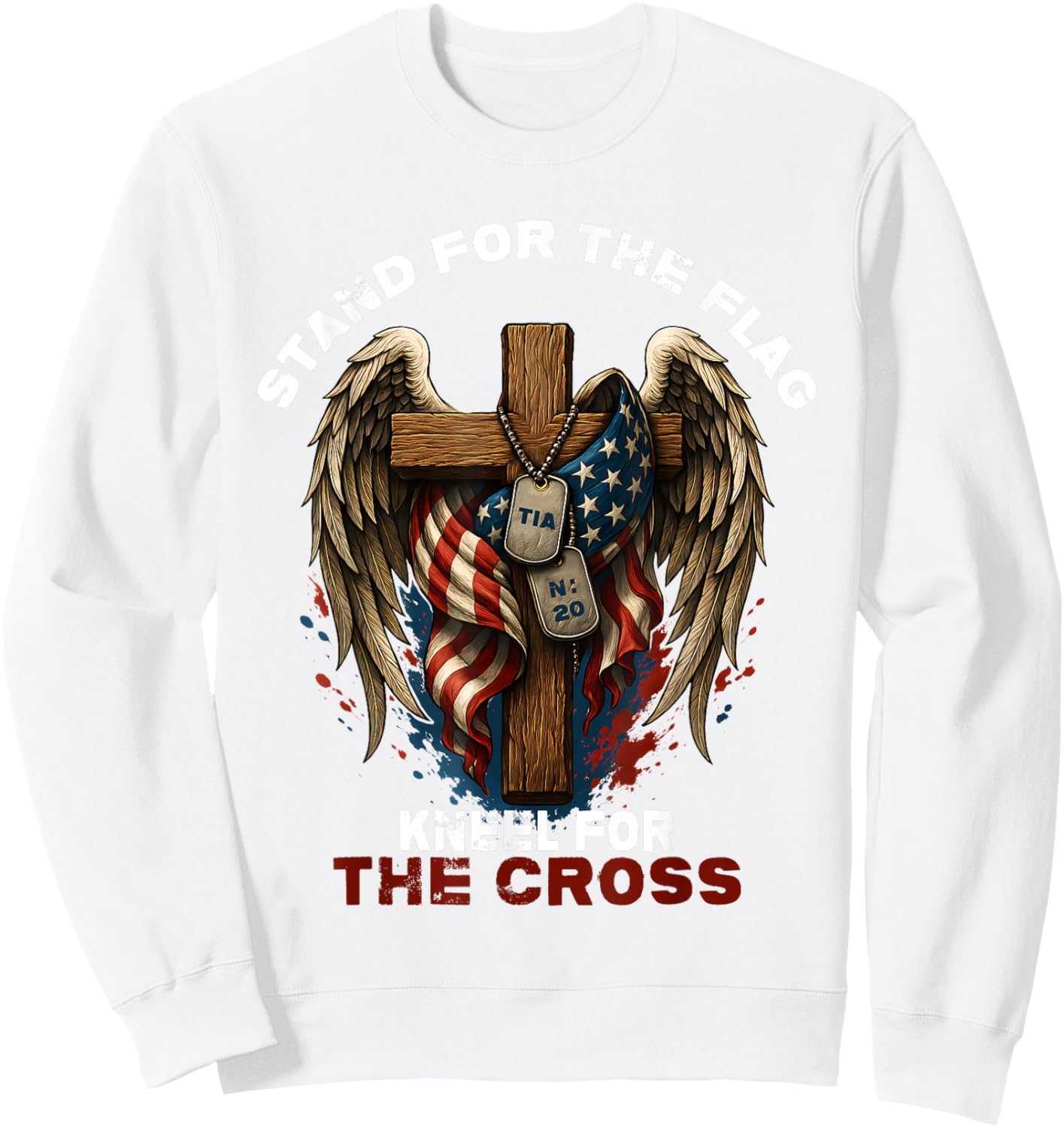 Stand for The Flag Kneel for The Cross Sweatshirt - Sweatshirt | White
