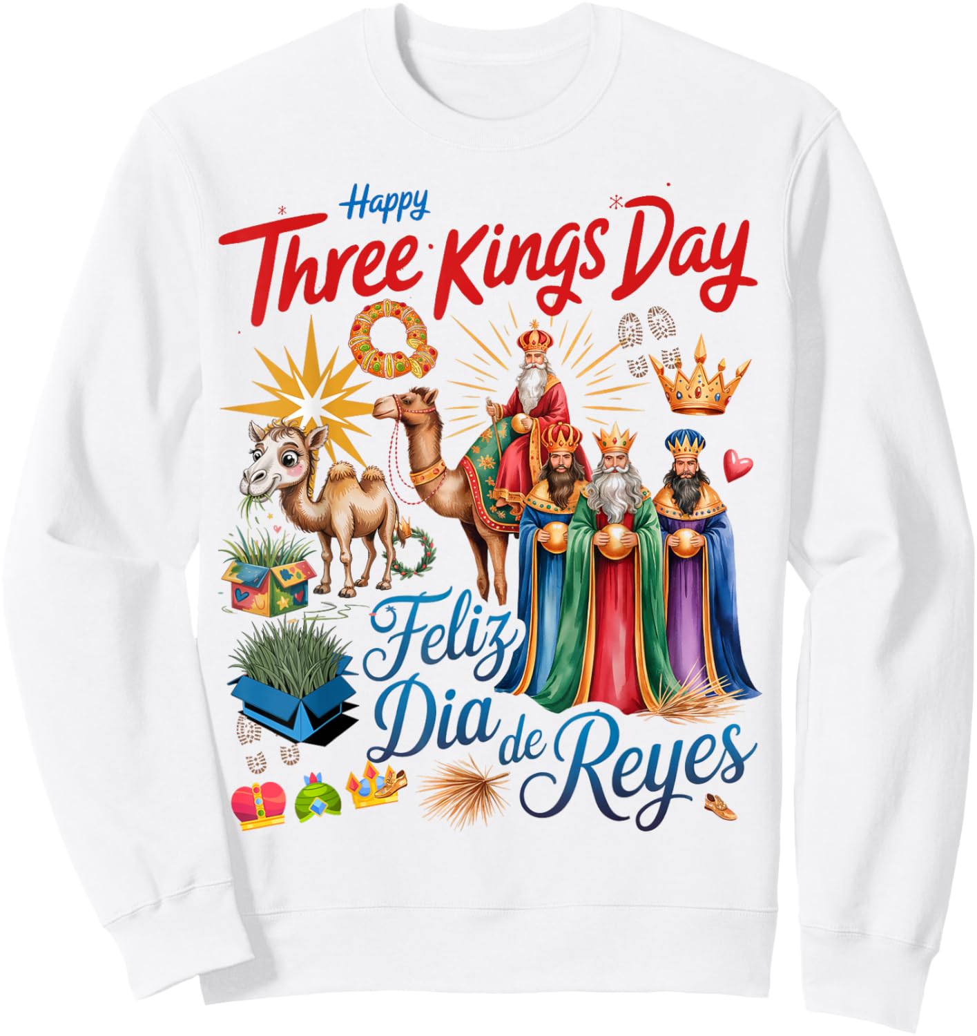 Three Kings Day Costume Idea for Kids & Día De Los Reyes Sweatshirt - Sweatshirt | White