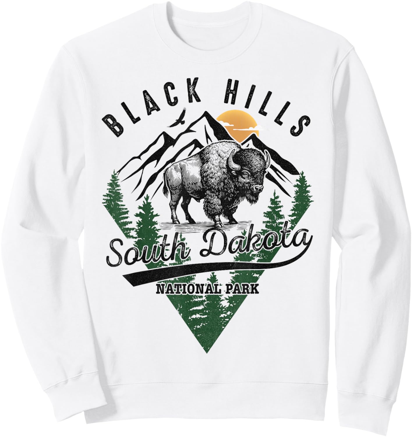 Black Hills South Dakota Bison National Park Gifts Souvenirs Sweatshirt - Sweatshirt | White