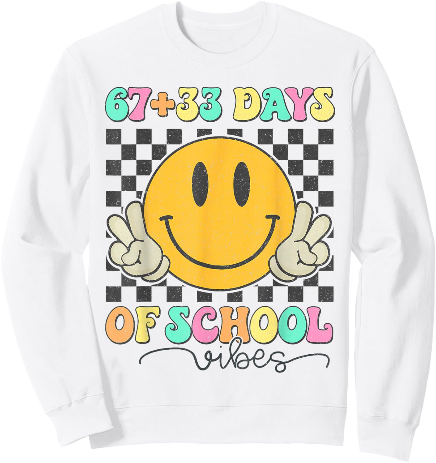67 33 Days of School Vibes Cute 100th Day of School Girl Kid Sweatshirt - Sweatshirt | White