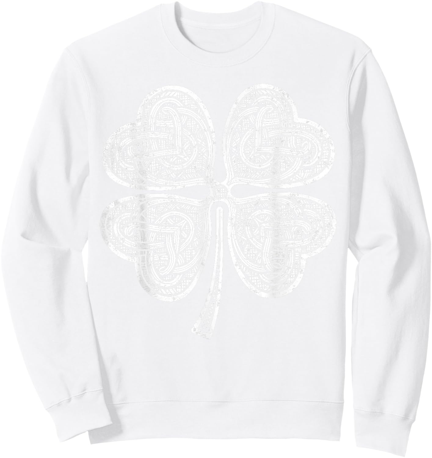 Vintage Irish Knotwork Design Shamrock St Patricks Day Sweatshirt - Sweatshirt | White