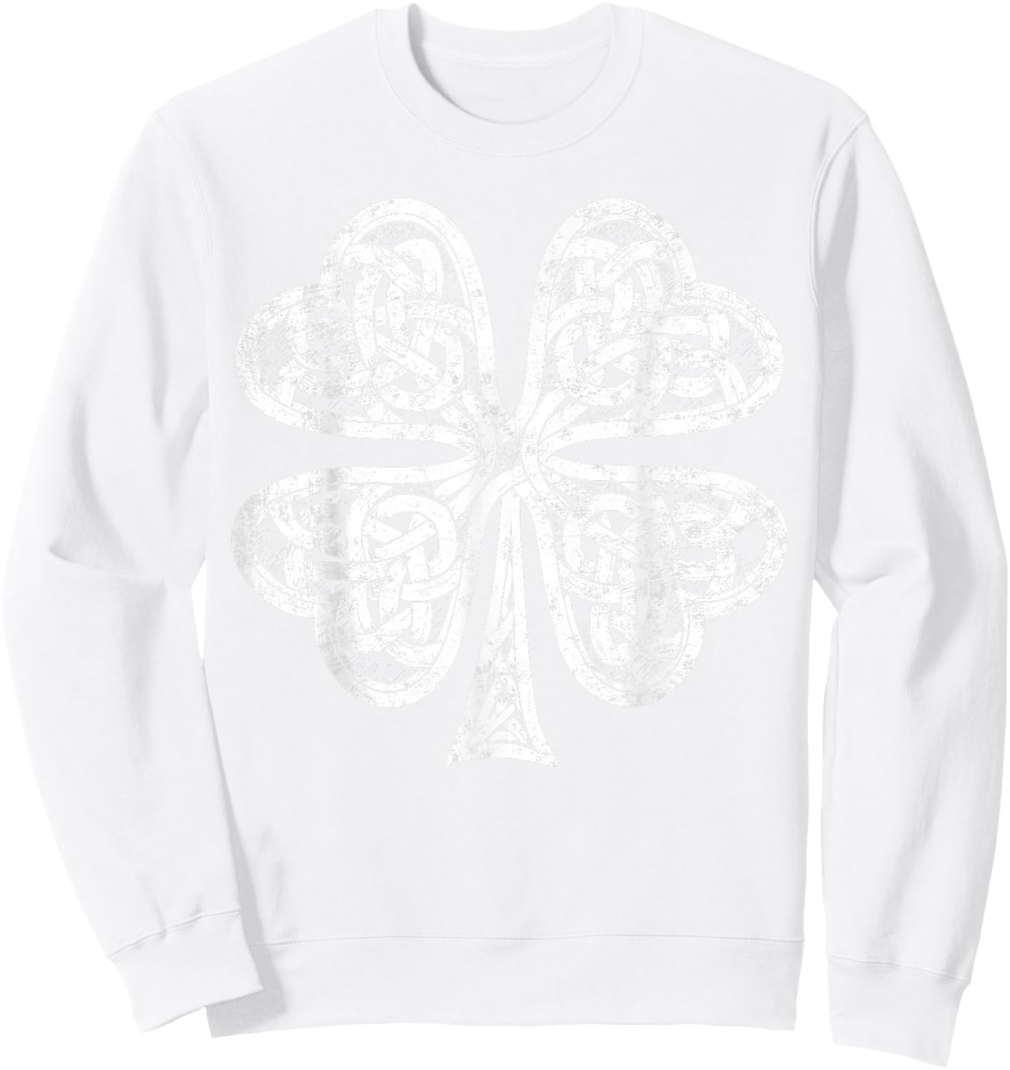 Vintage Irish Shamrock St Patricks Day Sweatshirt - Sweatshirt | White