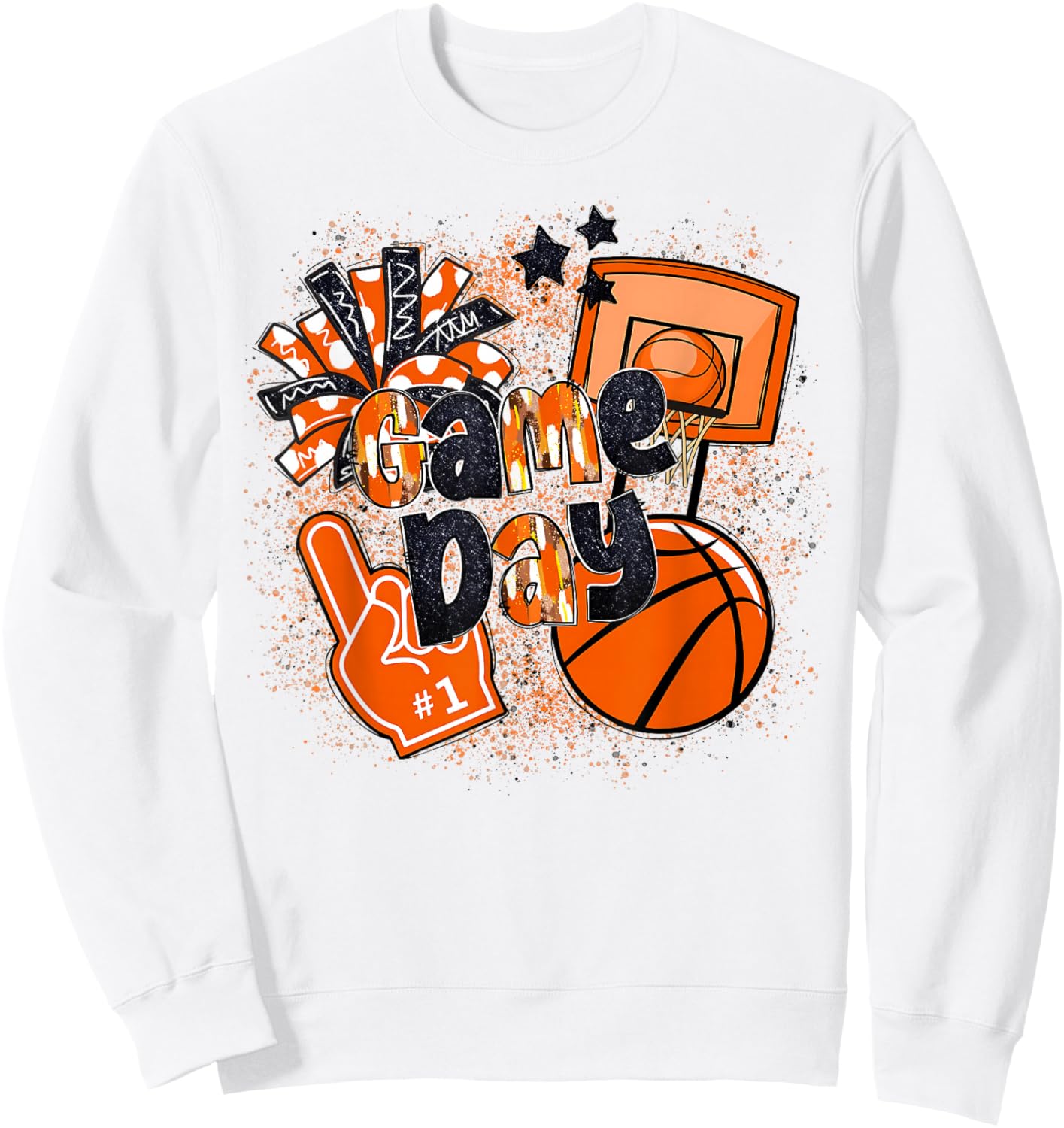 Game Day Basketball Boy Girl Men Women Basketball Mom Cheer Sweatshirt - Sweatshirt | White