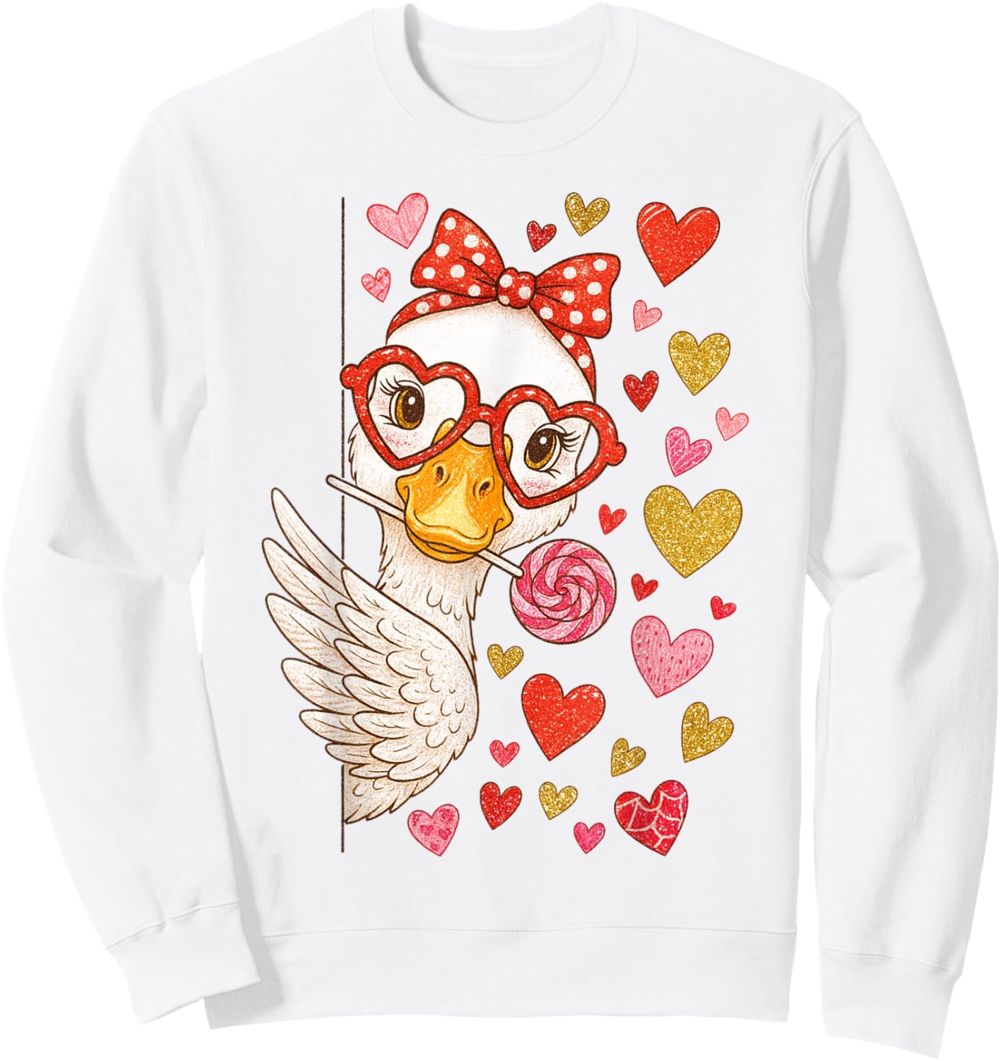 Cute Valentine Goose Coquette Funny Silly Goose Women Sweatshirt - Sweatshirt | White